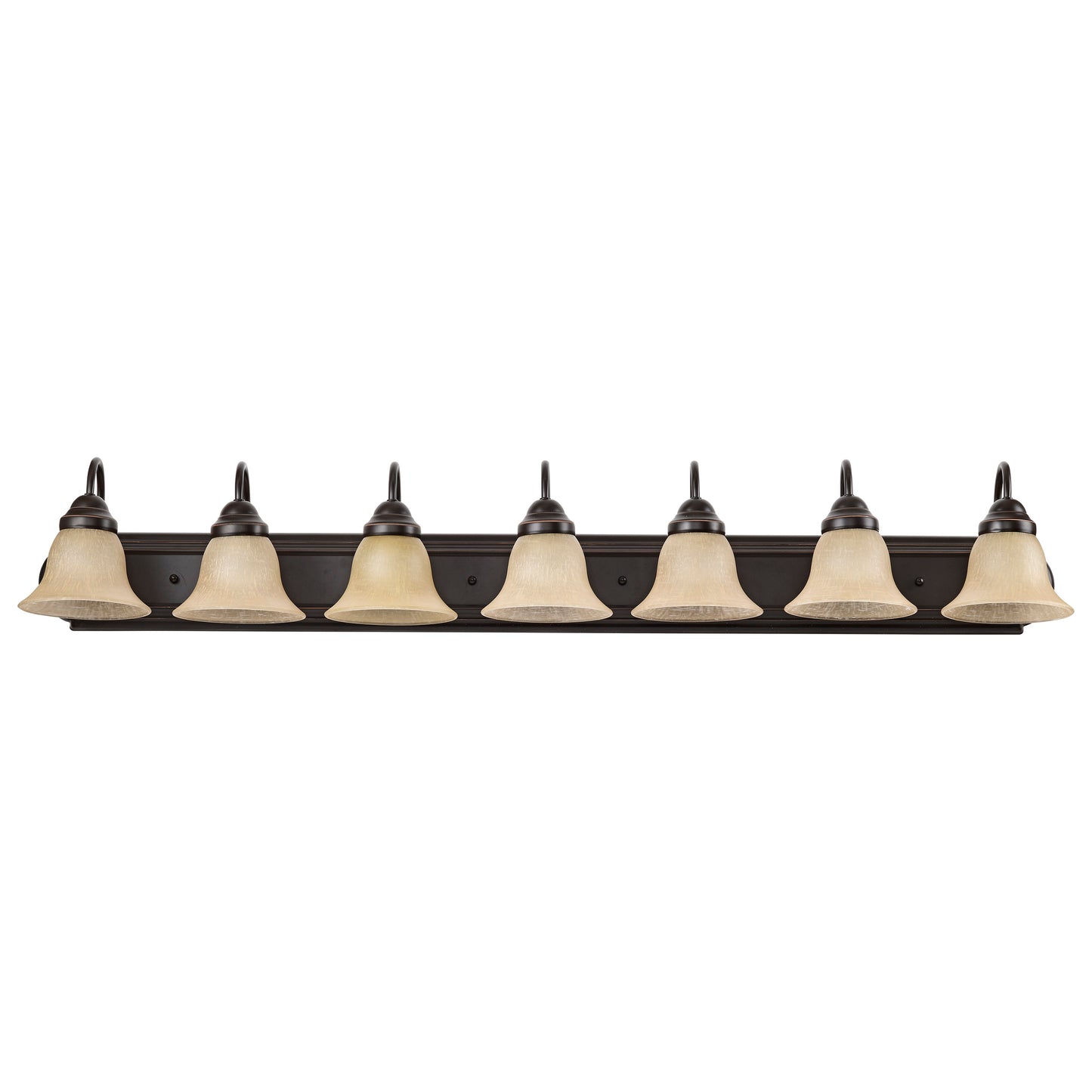 Ballerina - 7 Light 48" Vanity with Champagne Linen Washed Glass - Mahogany Bronze Finish
