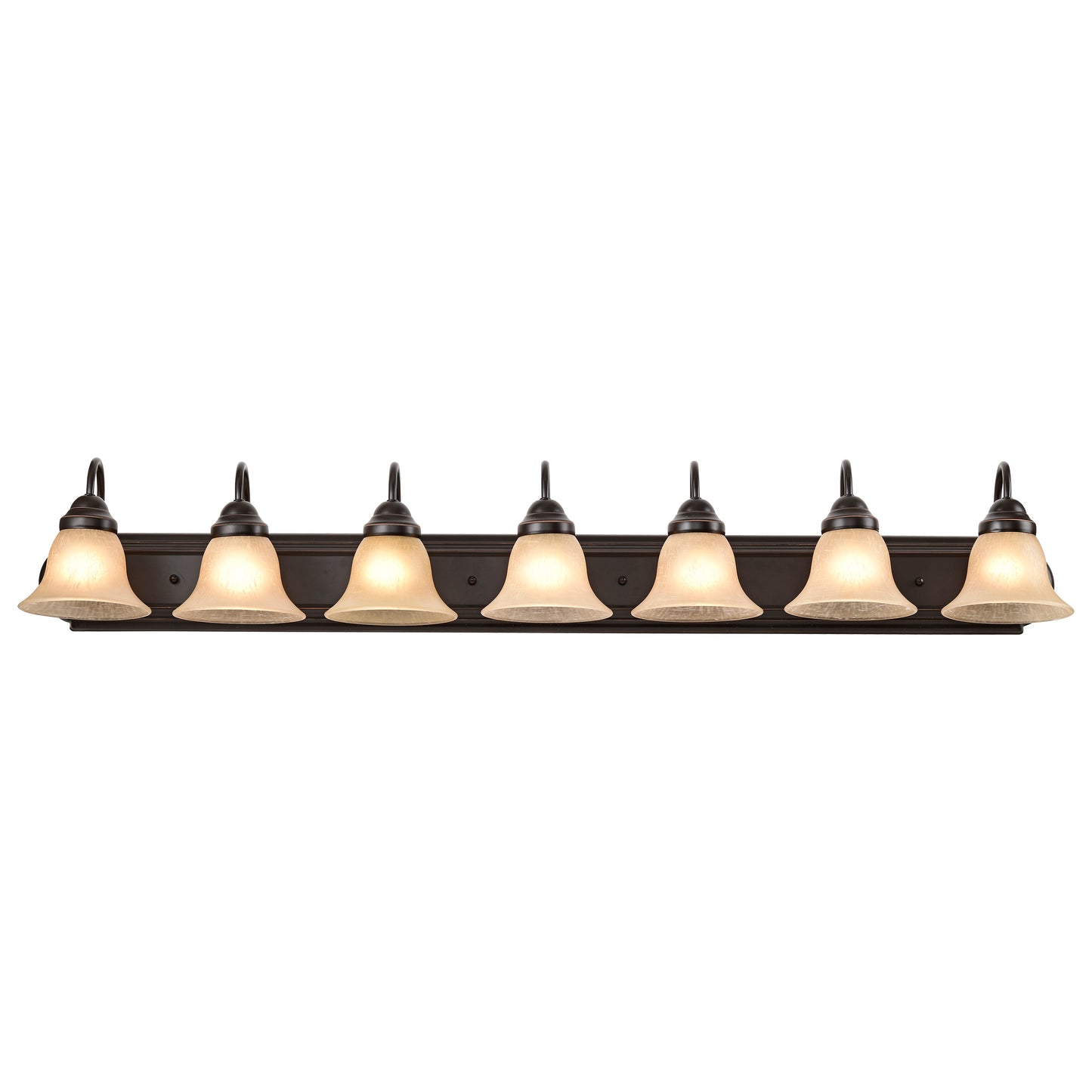 Ballerina - 7 Light 48" Vanity with Champagne Linen Washed Glass - Mahogany Bronze Finish