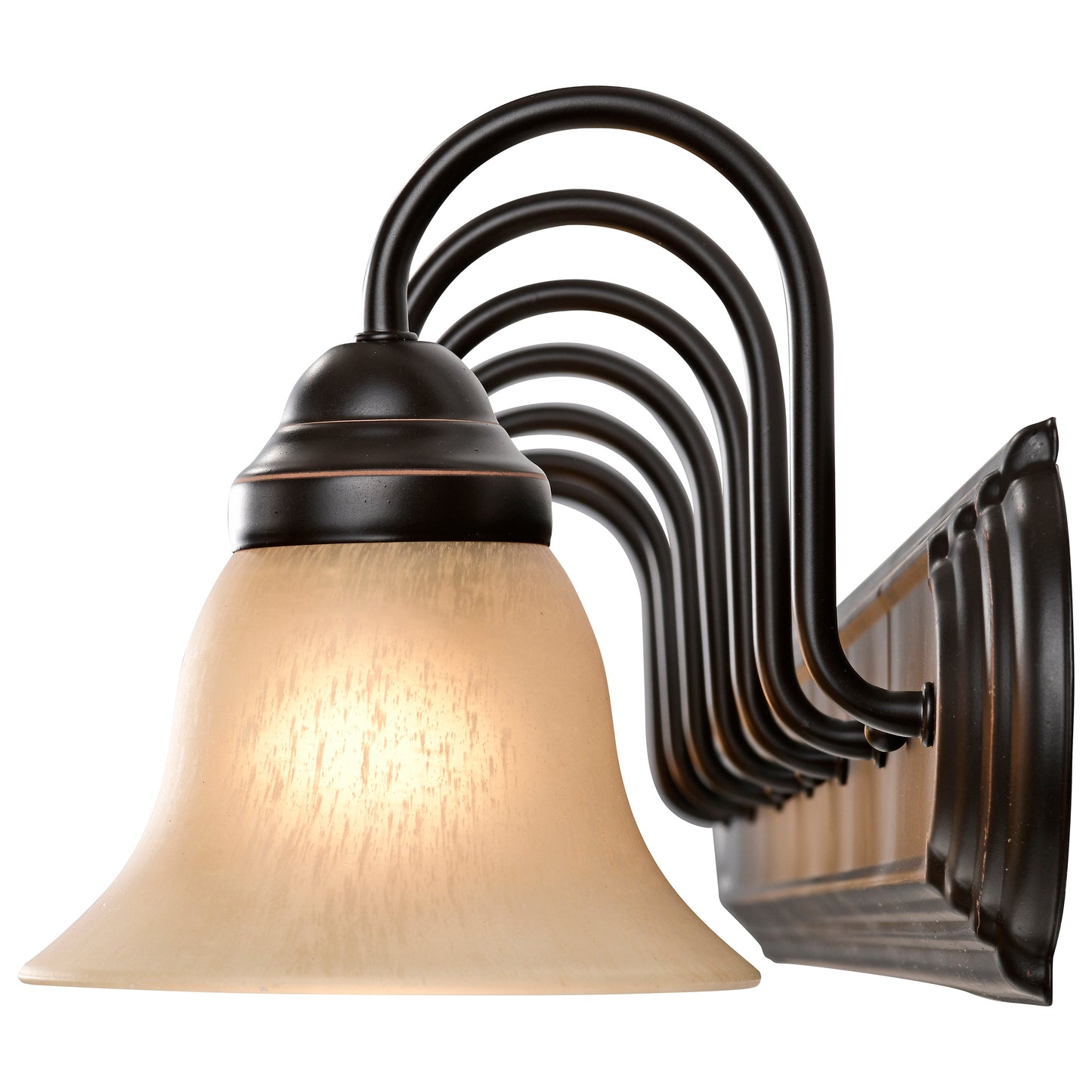 Ballerina - 7 Light 48" Vanity with Champagne Linen Washed Glass - Mahogany Bronze Finish