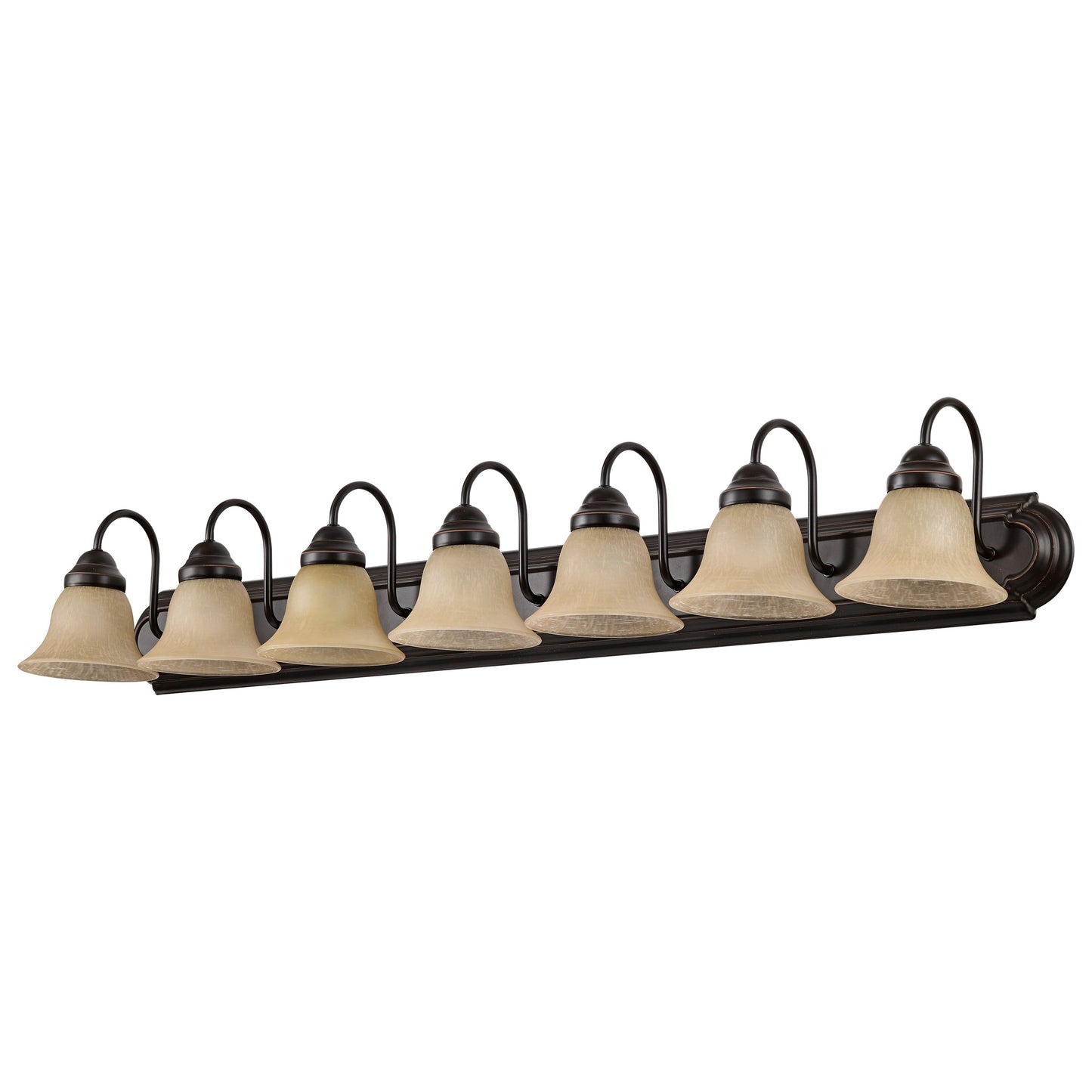 Ballerina - 7 Light 48" Vanity with Champagne Linen Washed Glass - Mahogany Bronze Finish