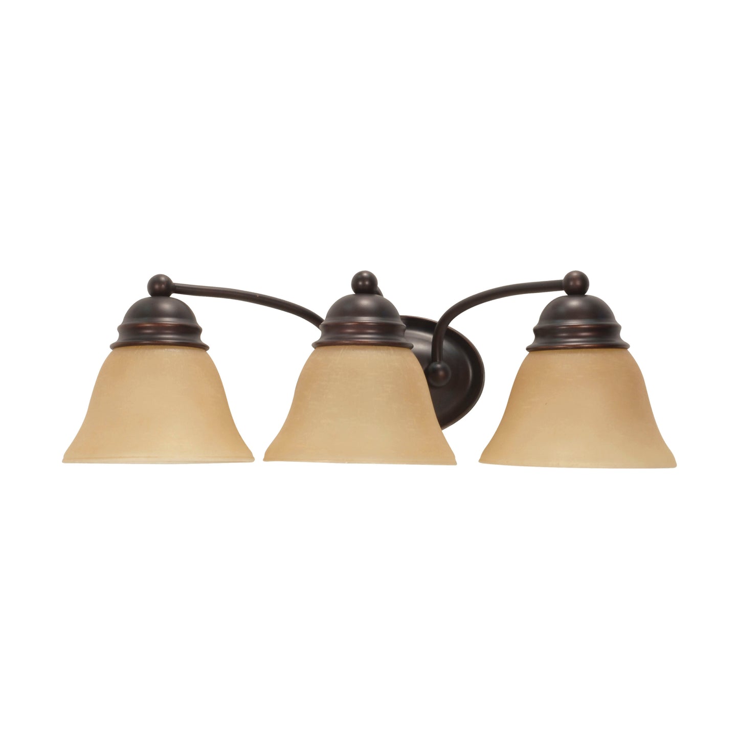 Empire - 3 Light 21" Vanity with Champagne Linen Washed Glass - Mahogany Bronze Finish