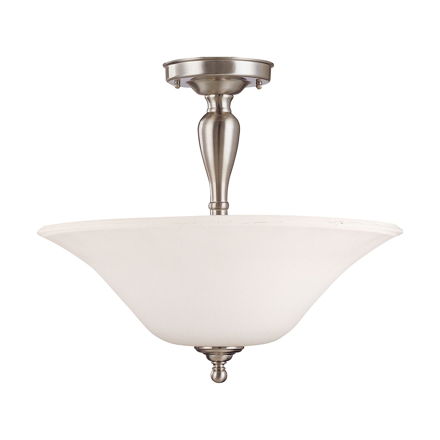 Dupont - 3 Light Semi Flush with Satin White Glass - Brushed Nickel Finish