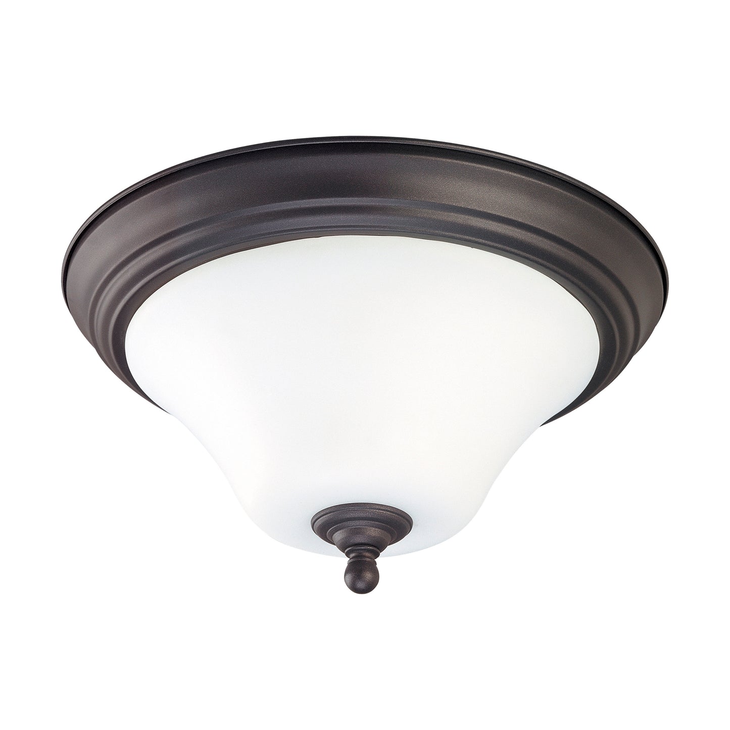 Dupont - 2 light Flush with Satin White Glass - Dark Chocolate Bronze Finish