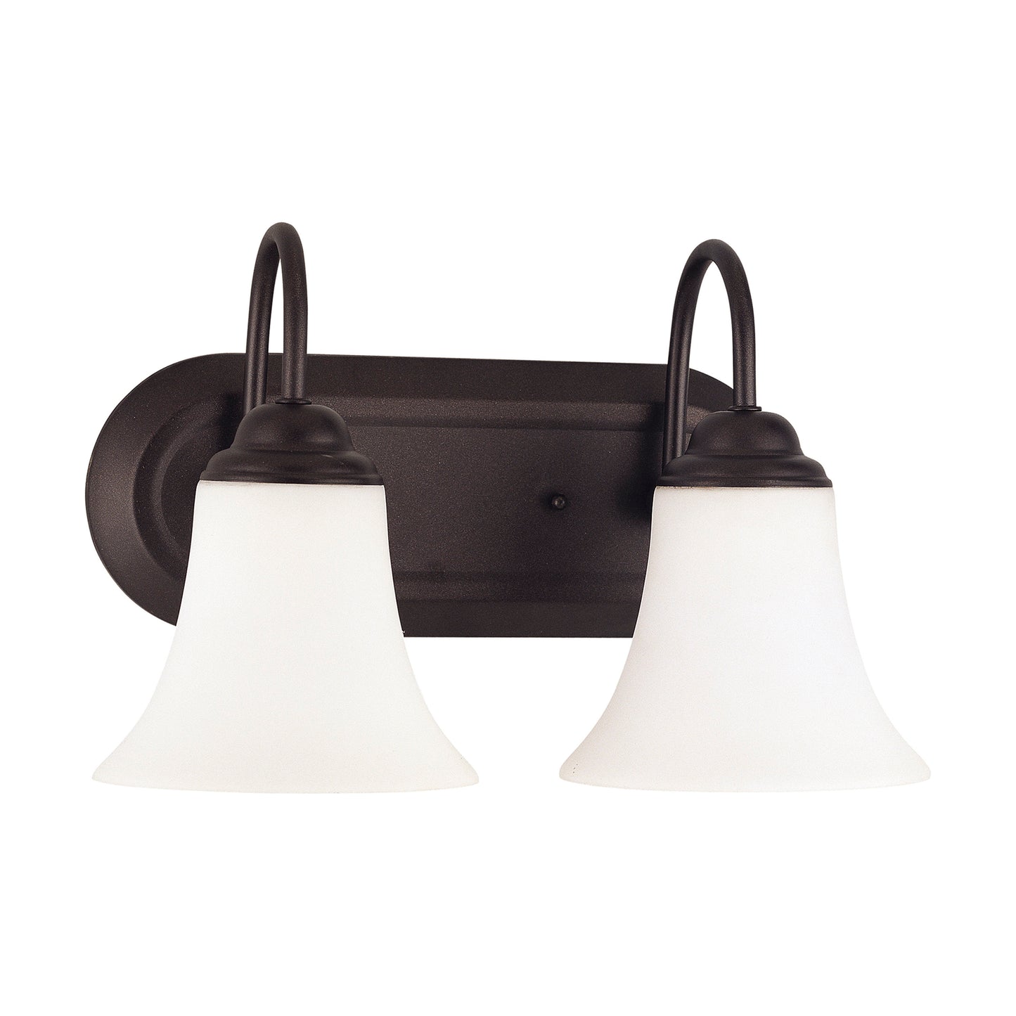 Dupont - 2 Light Vanity with Satin White Glass - Dark Chocolate Bronze Finish