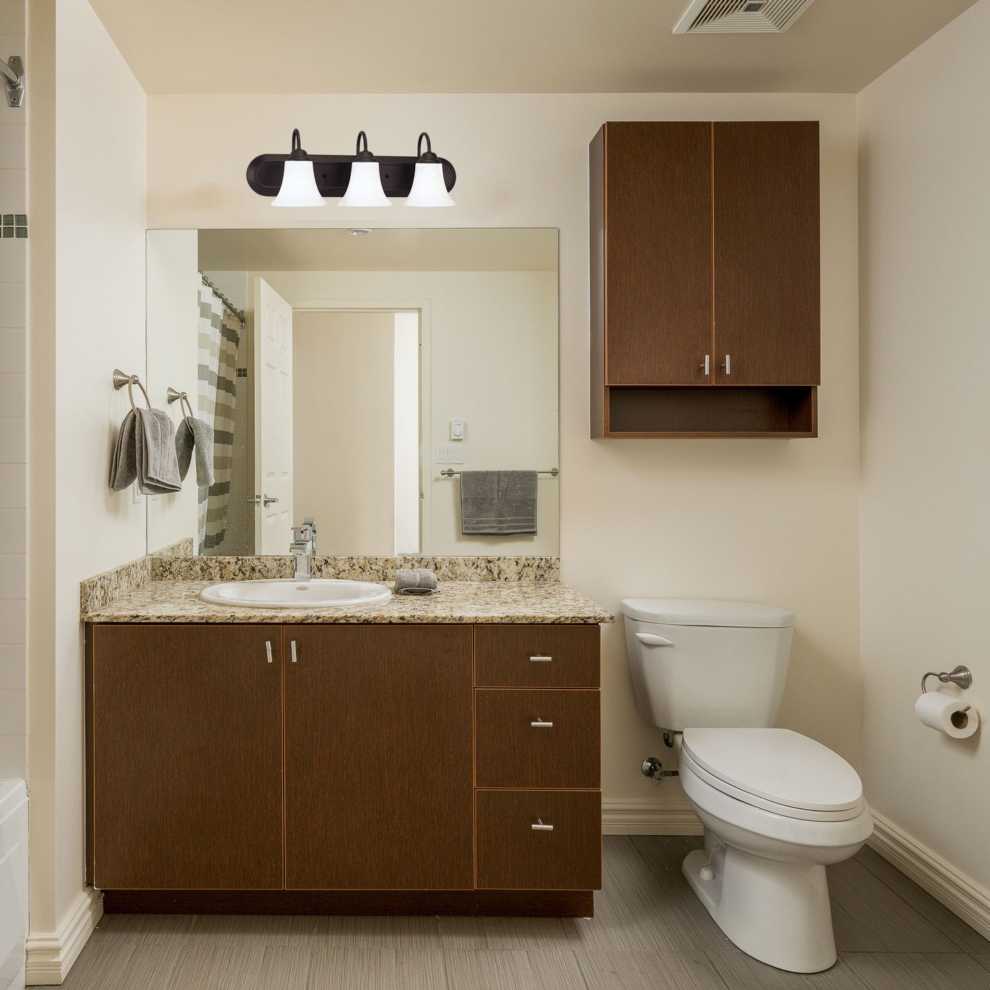 Dupont - 3 Light Vanity with Satin White Glass - Dark Chocolate Bronze Finish