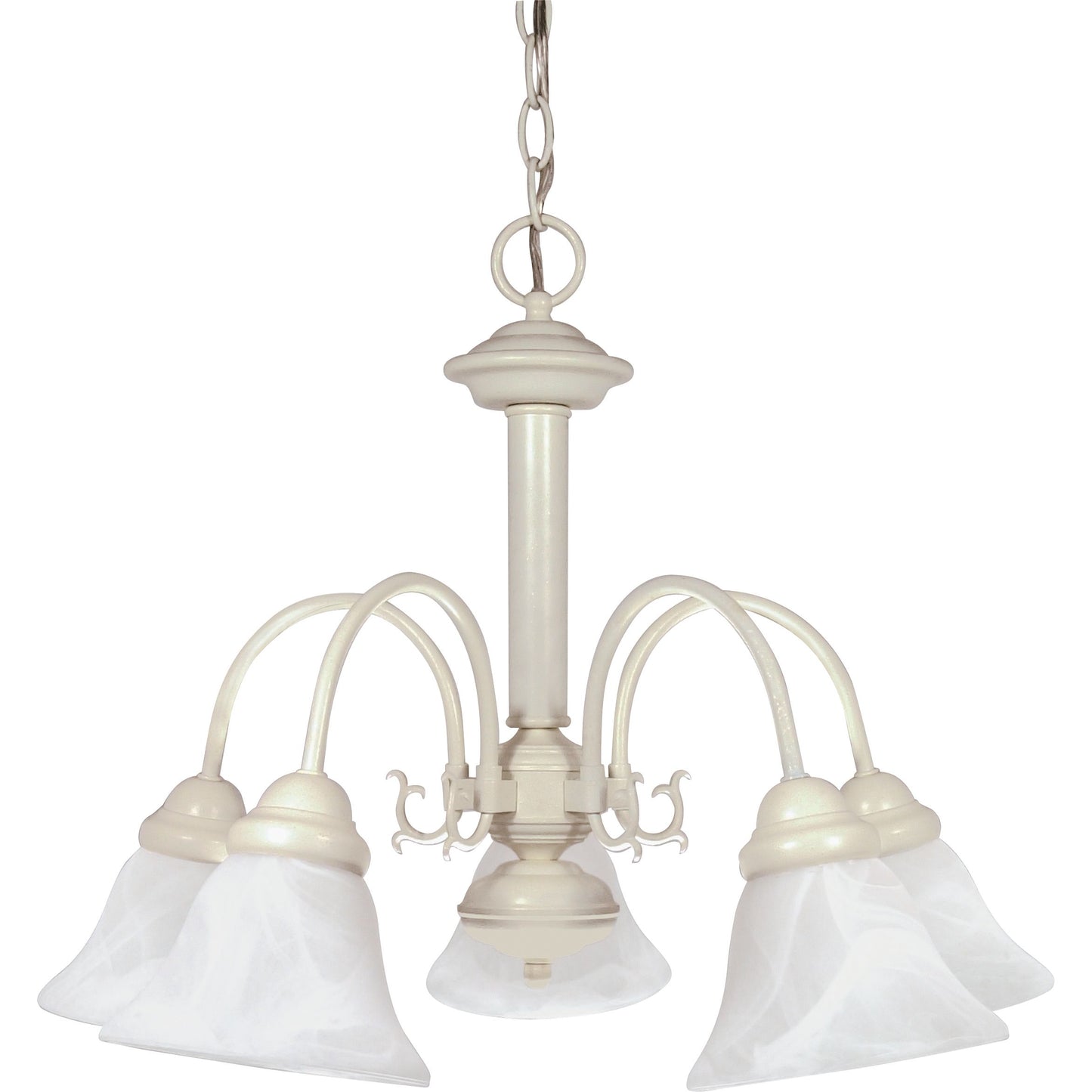 Ballerina - 5 Light Chandelier with Alabaster Glass - Textured White Finish