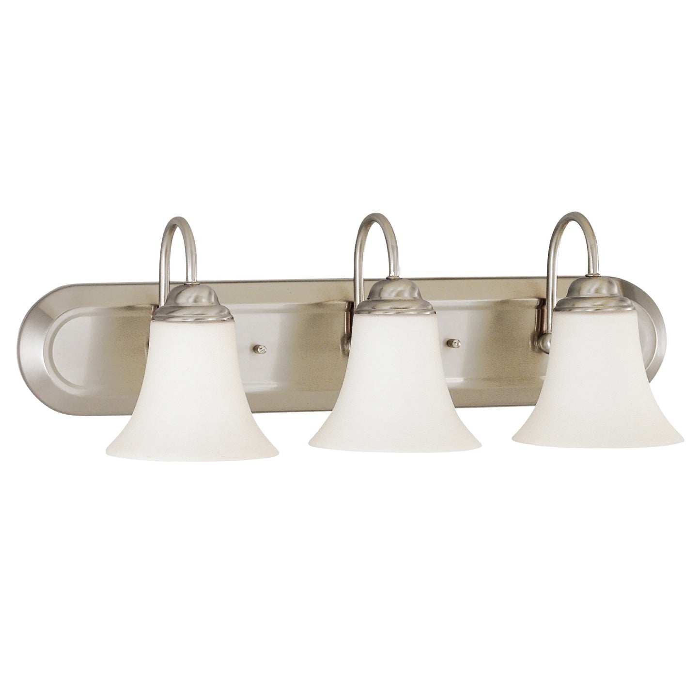 3-Light Vanity Fixture - Brushed Nickel Finish - White Satin Glass