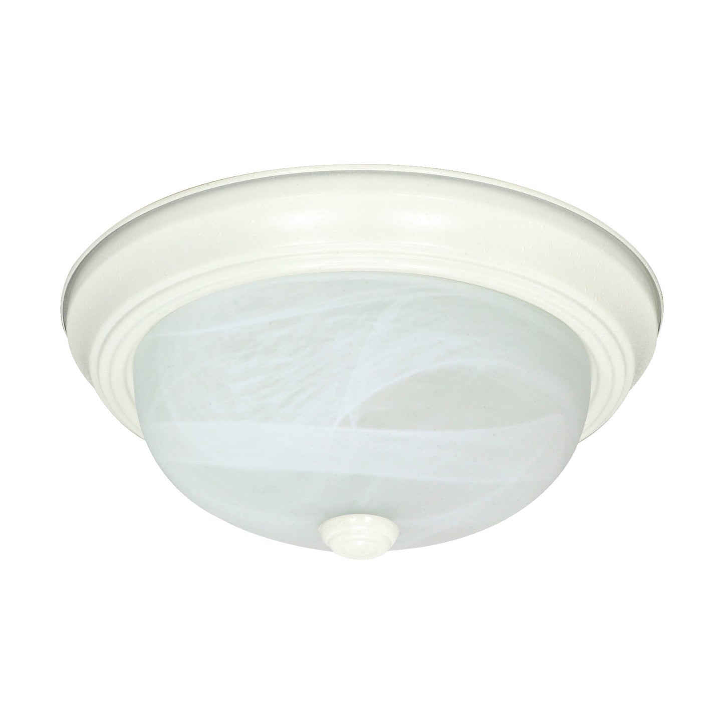 3-Light Flush Mount Ceiling Light - Textured White Finish - Alabaster Mushroom Glass