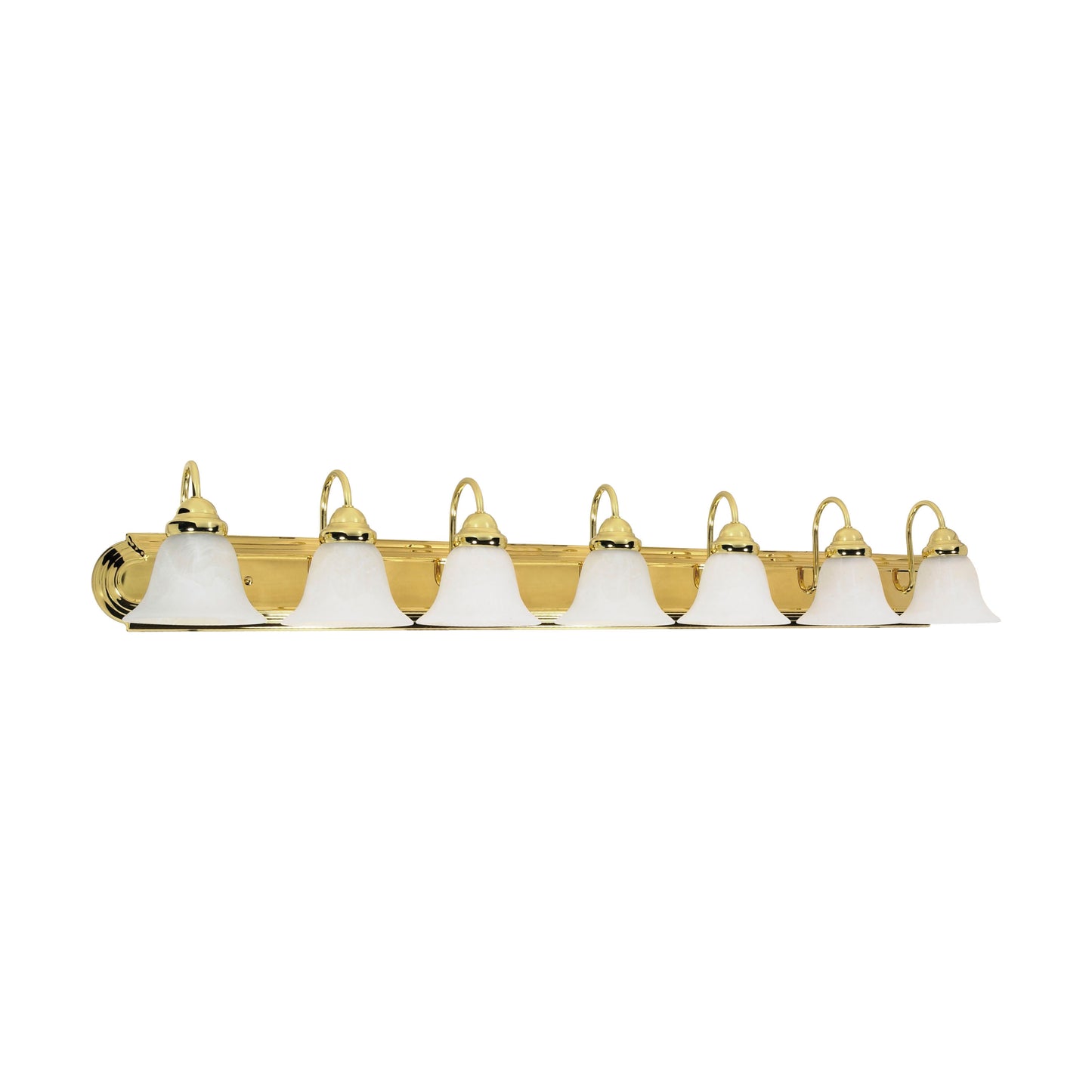 Ballerina - 7 Light 48" Vanity with Alabaster Glass - Polished Brass Finish