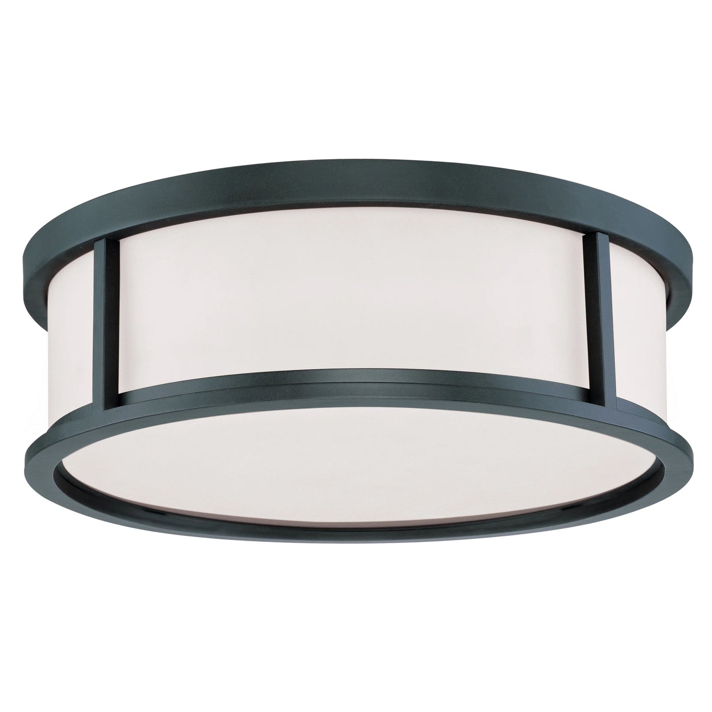 Odeon - 17'' Flush Dome with Satin White Glass - Aged Bronze Finish