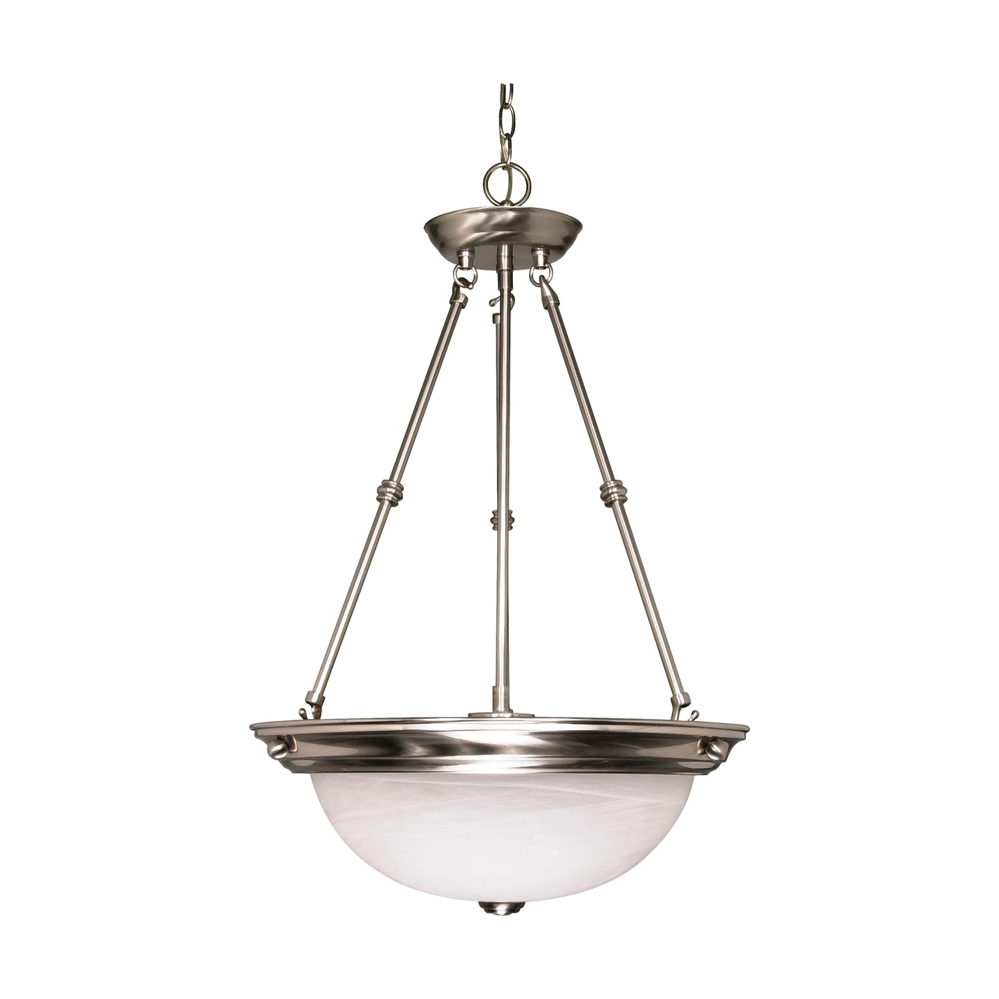 3-Light Small Pendant Light - Brushed Nickel Finish - Alabaster Glass