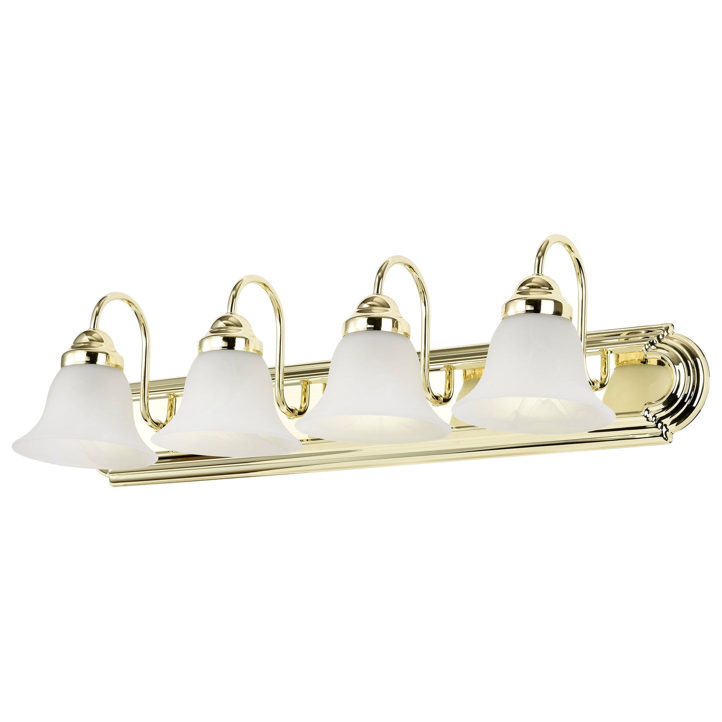 Ballerina - 4 Light 30" Vanity with Alabaster Glass - Polished Brass Finish