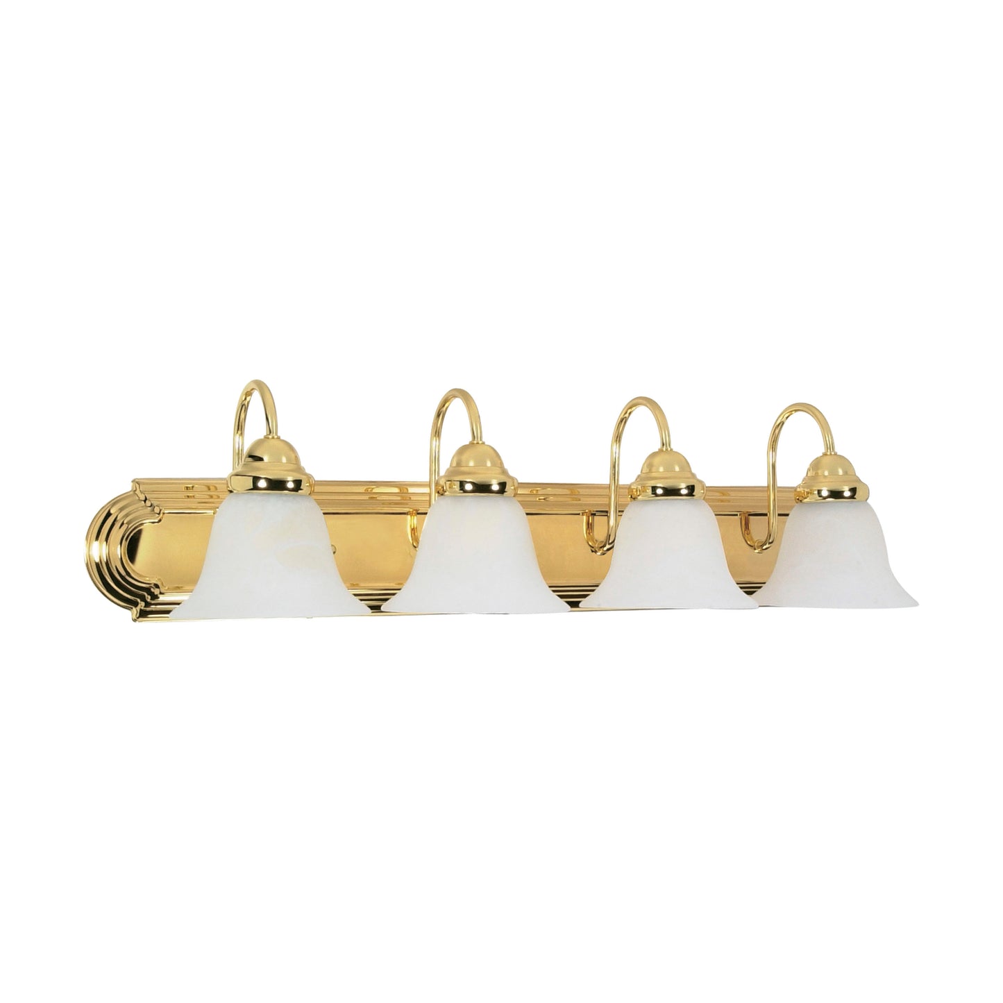Ballerina - 4 Light 30" Vanity with Alabaster Glass - Polished Brass Finish