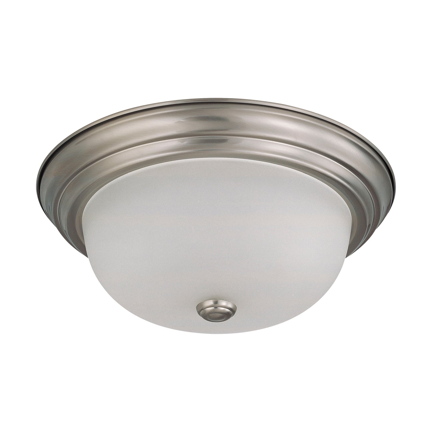 2-Light Medium Flush Mount Ceiling Light - Brushed Nickel Finish - Frosted White Glass