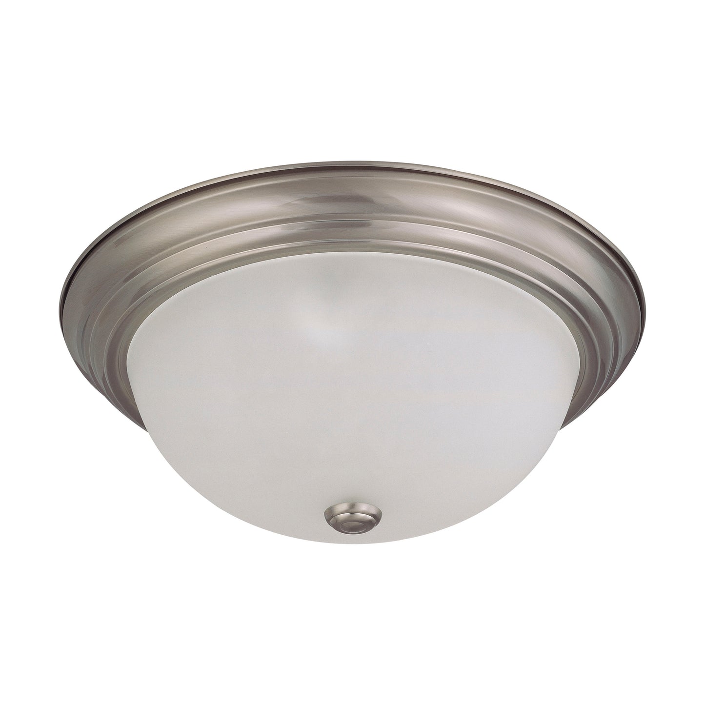 3-Light Large Flush Mount Ceiling Light - Brushed Nickel Finish - Frosted White Glass