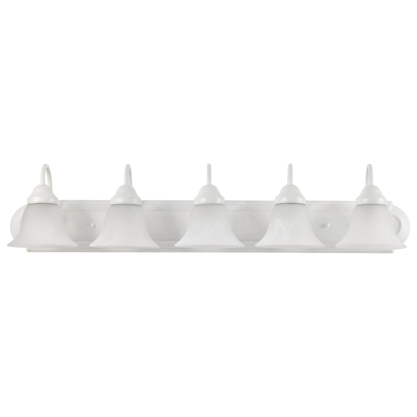 Ballerina - 5 Light 36" Vanity with Alabaster Glass - Textured White Finish