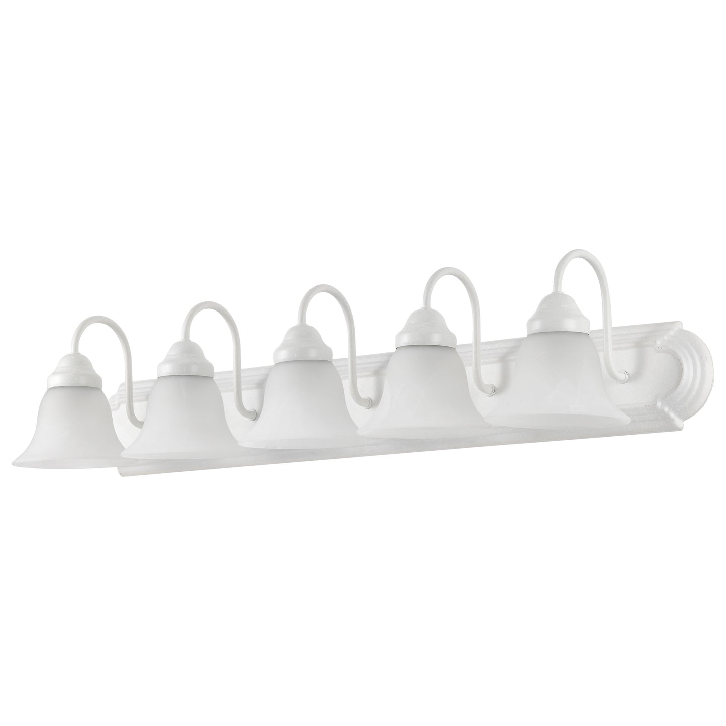Ballerina - 5 Light 36" Vanity with Alabaster Glass - Textured White Finish