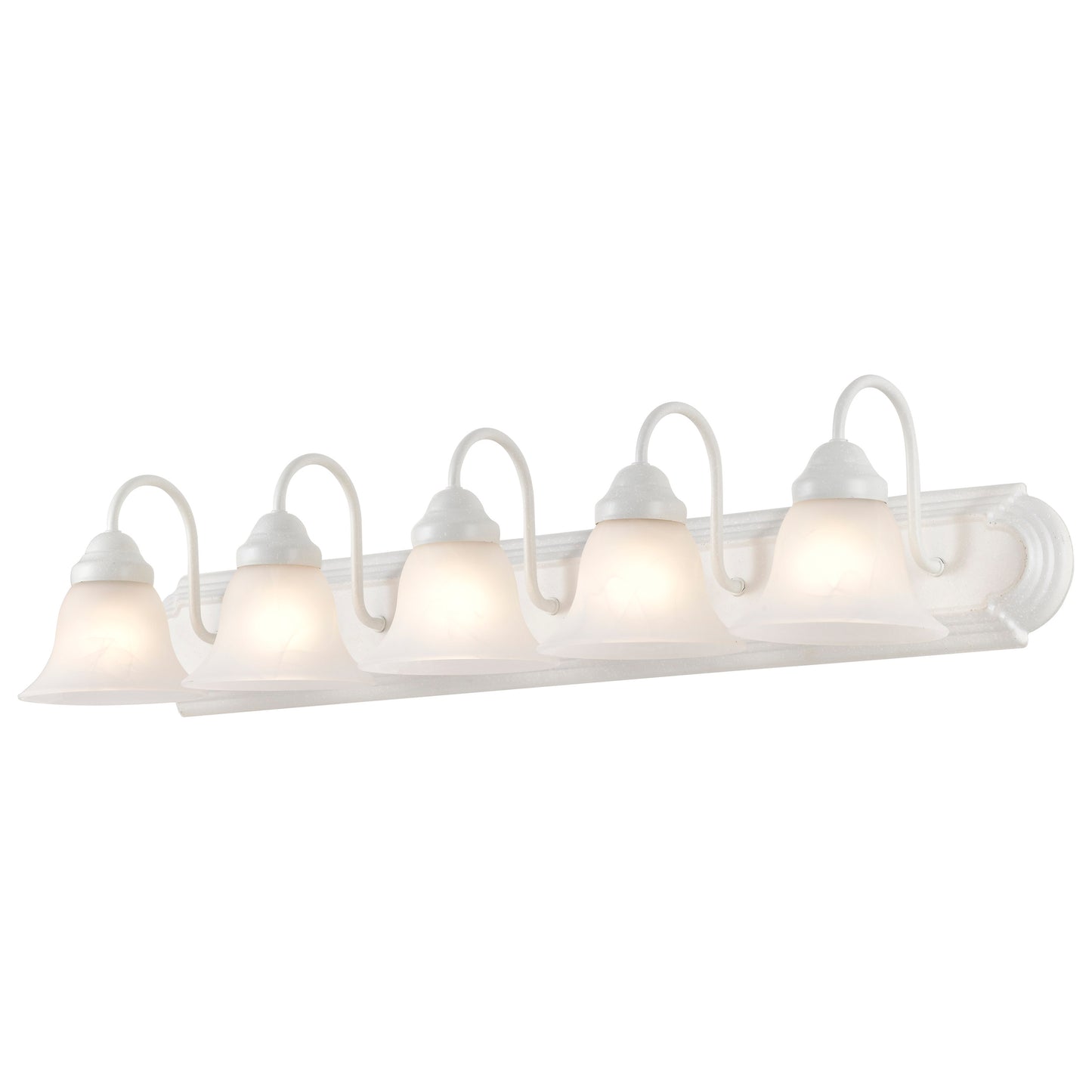 Ballerina - 5 Light 36" Vanity with Alabaster Glass - Textured White Finish
