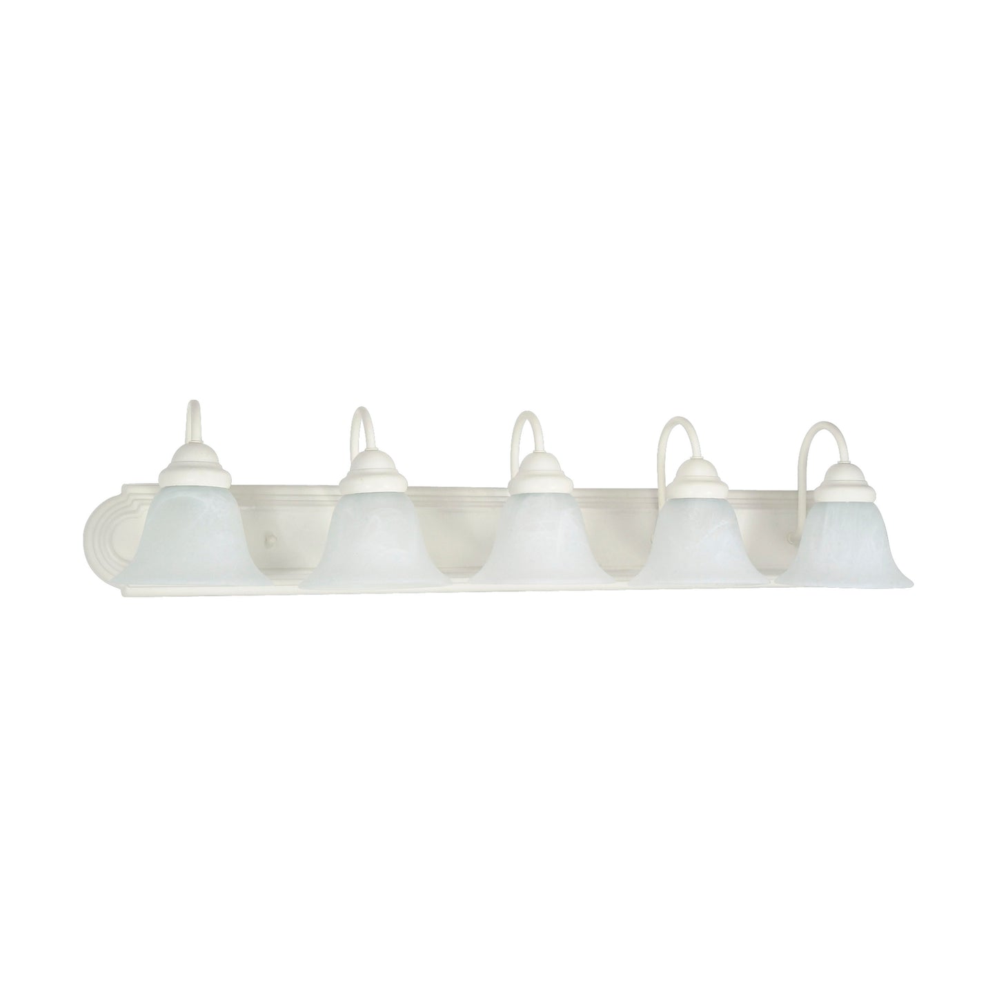 Ballerina - 5 Light 36" Vanity with Alabaster Glass - Textured White Finish