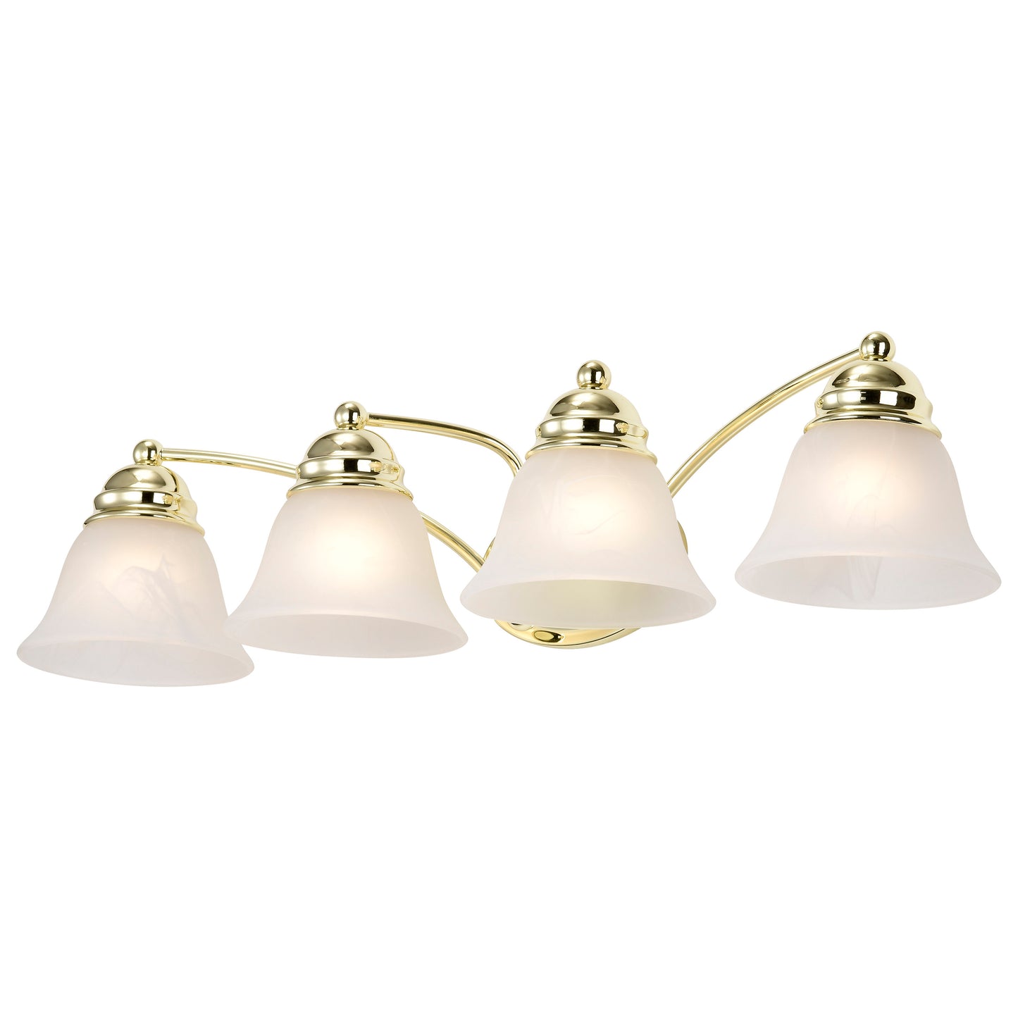Empire - 4 Light 29" Vanity with Alabaster Glass - Polished Brass Finish
