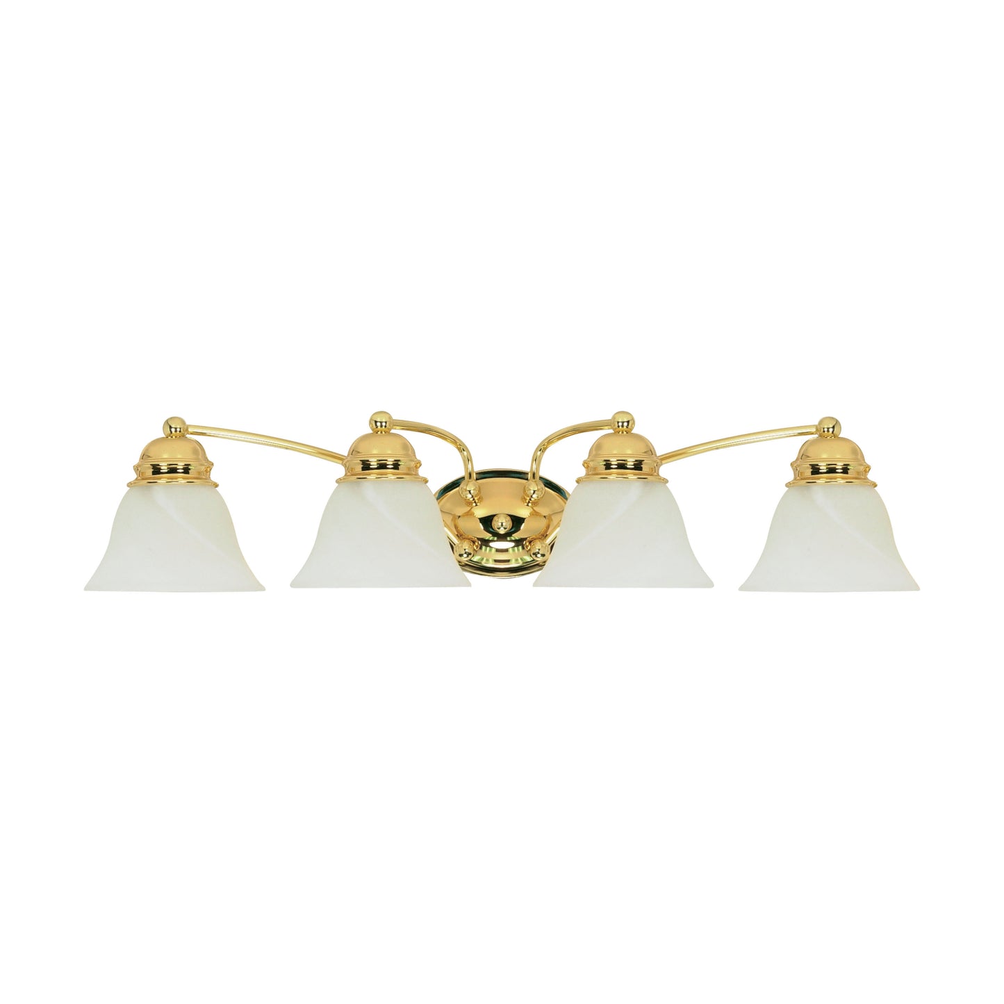 Empire - 4 Light 29" Vanity with Alabaster Glass - Polished Brass Finish