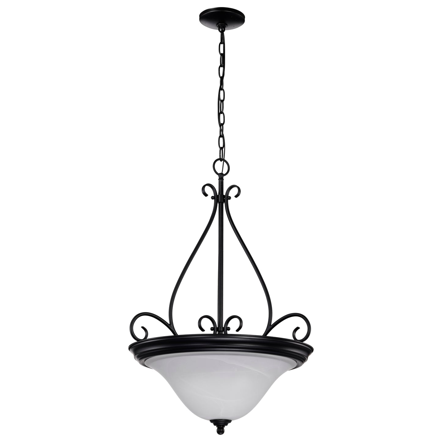 Castillo - 3 Light Pendant with Alabaster Swirl Glass - Textured Flat Black Finish