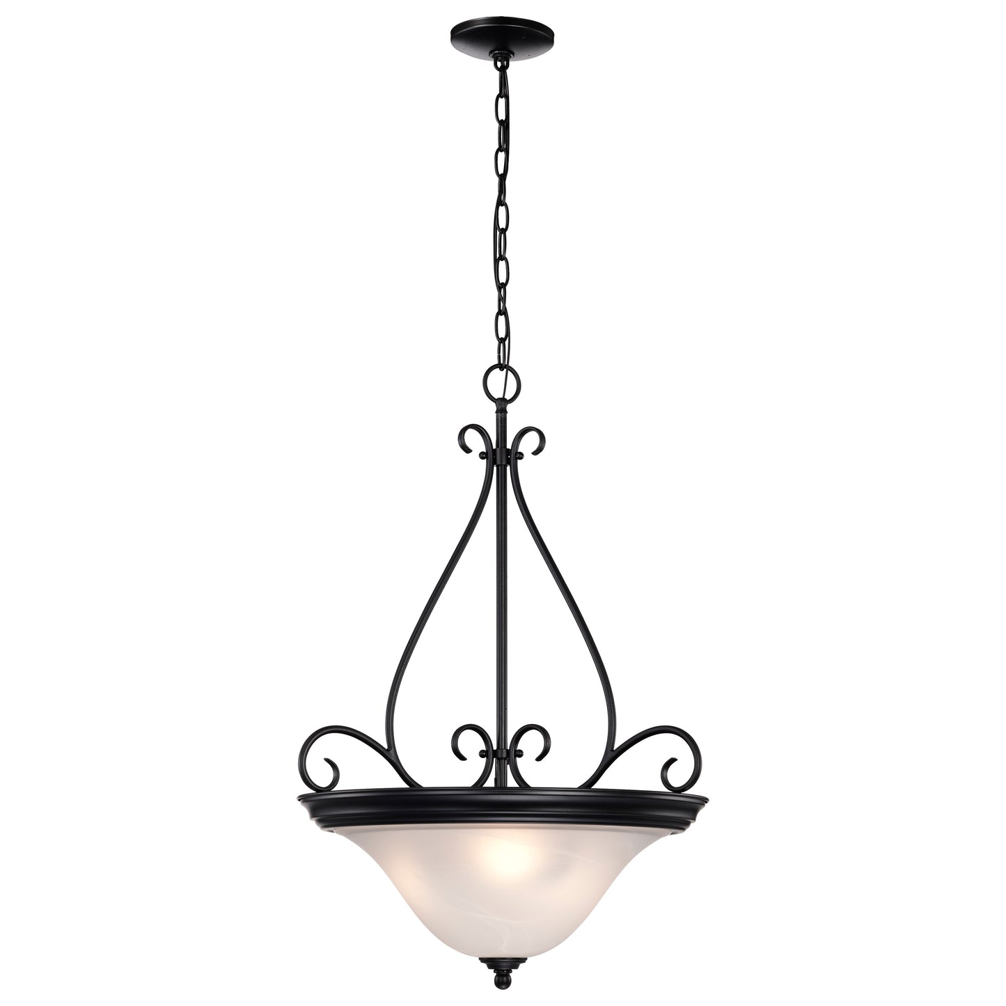 Castillo - 3 Light Pendant with Alabaster Swirl Glass - Textured Flat Black Finish