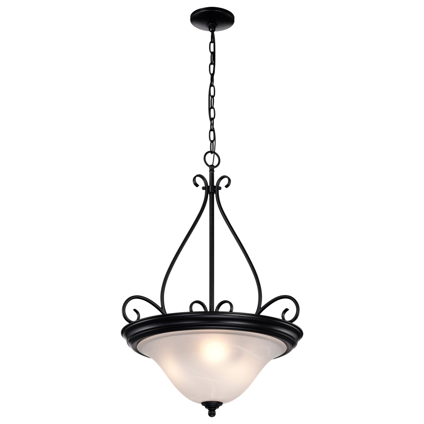 Castillo - 3 Light Pendant with Alabaster Swirl Glass - Textured Flat Black Finish