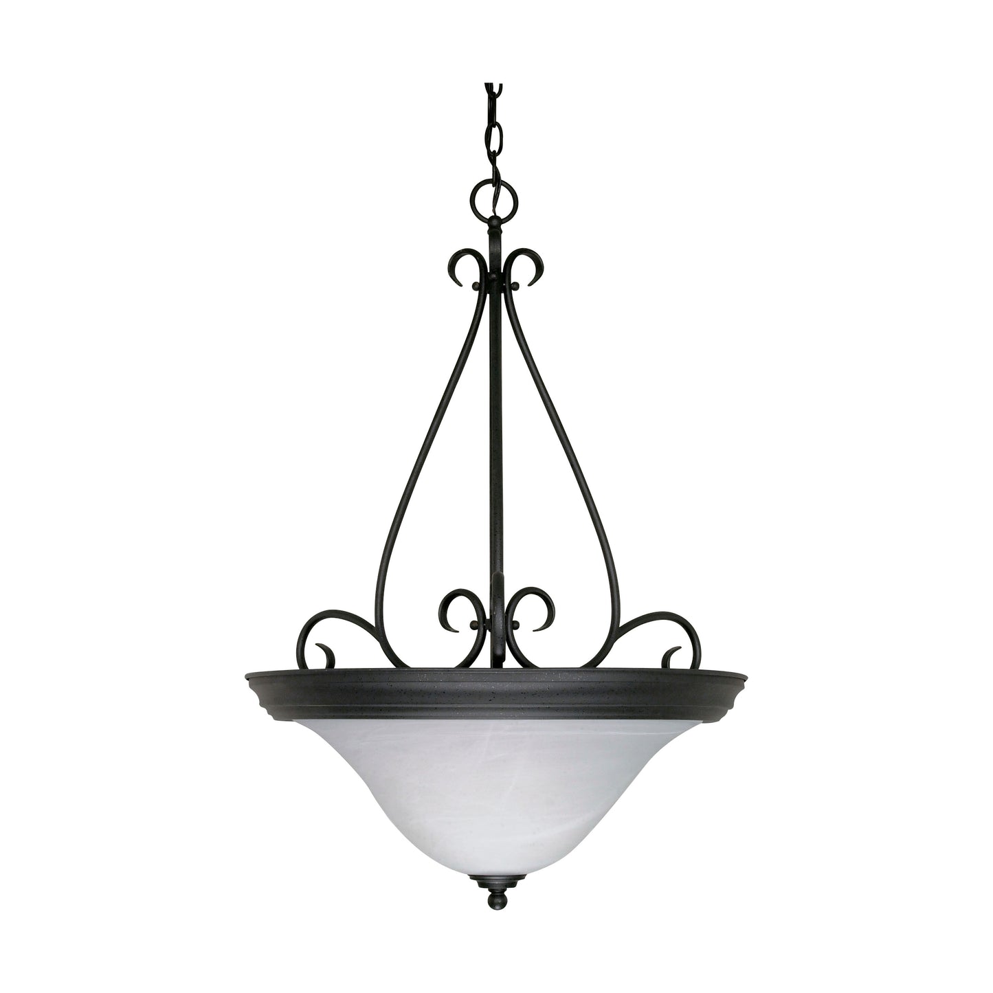 Castillo - 3 Light Pendant with Alabaster Swirl Glass - Textured Flat Black Finish