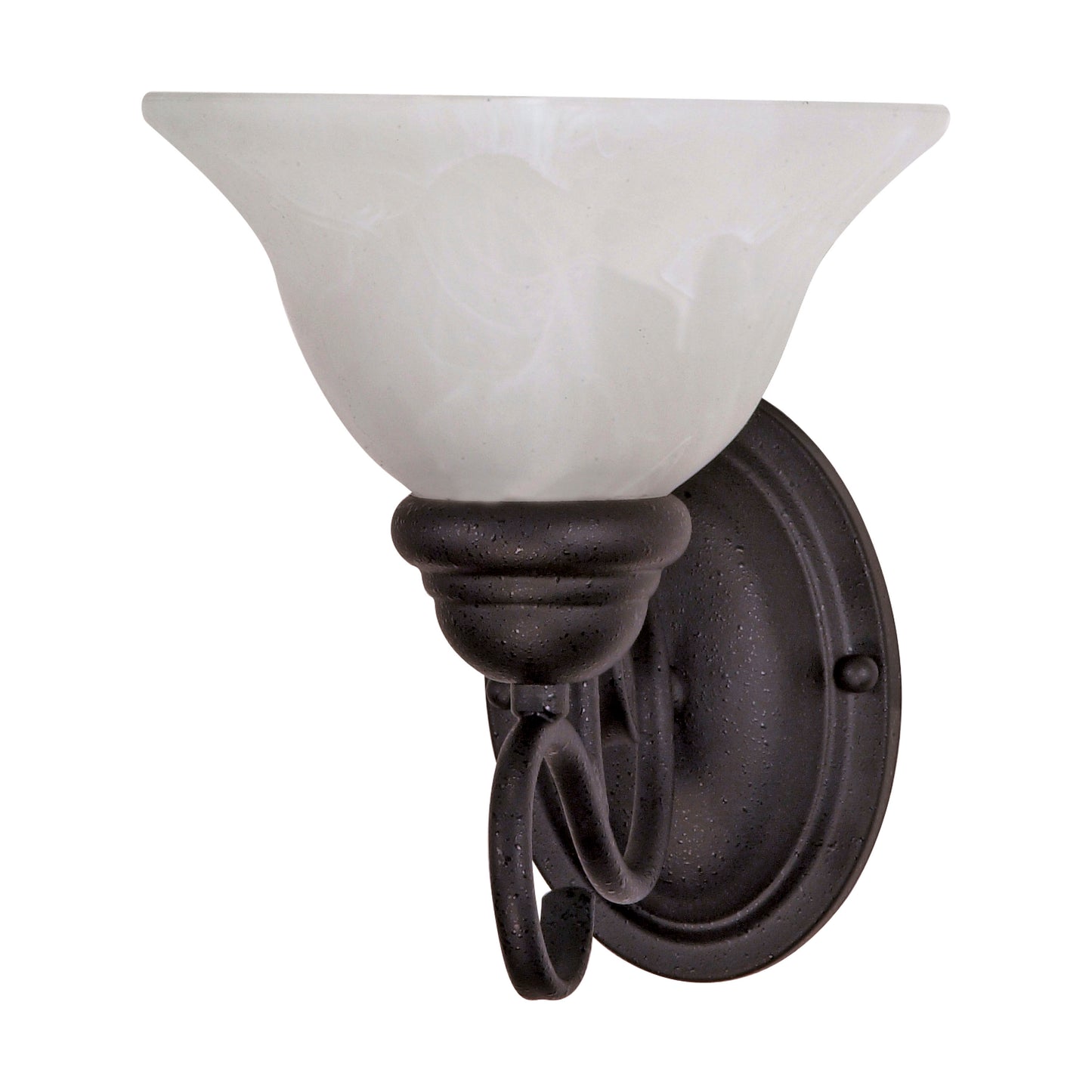Castillo - 1 Light Vanity with Alabaster Swirl Glass - Textured Flat Black Finish