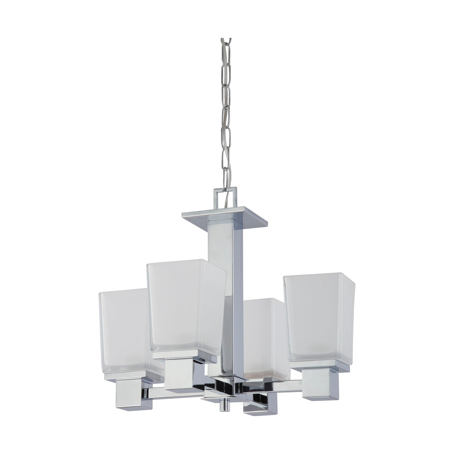 Parker - 4 Light Chandelier with Sandstone Etched Glass - Polished Chrome Finish