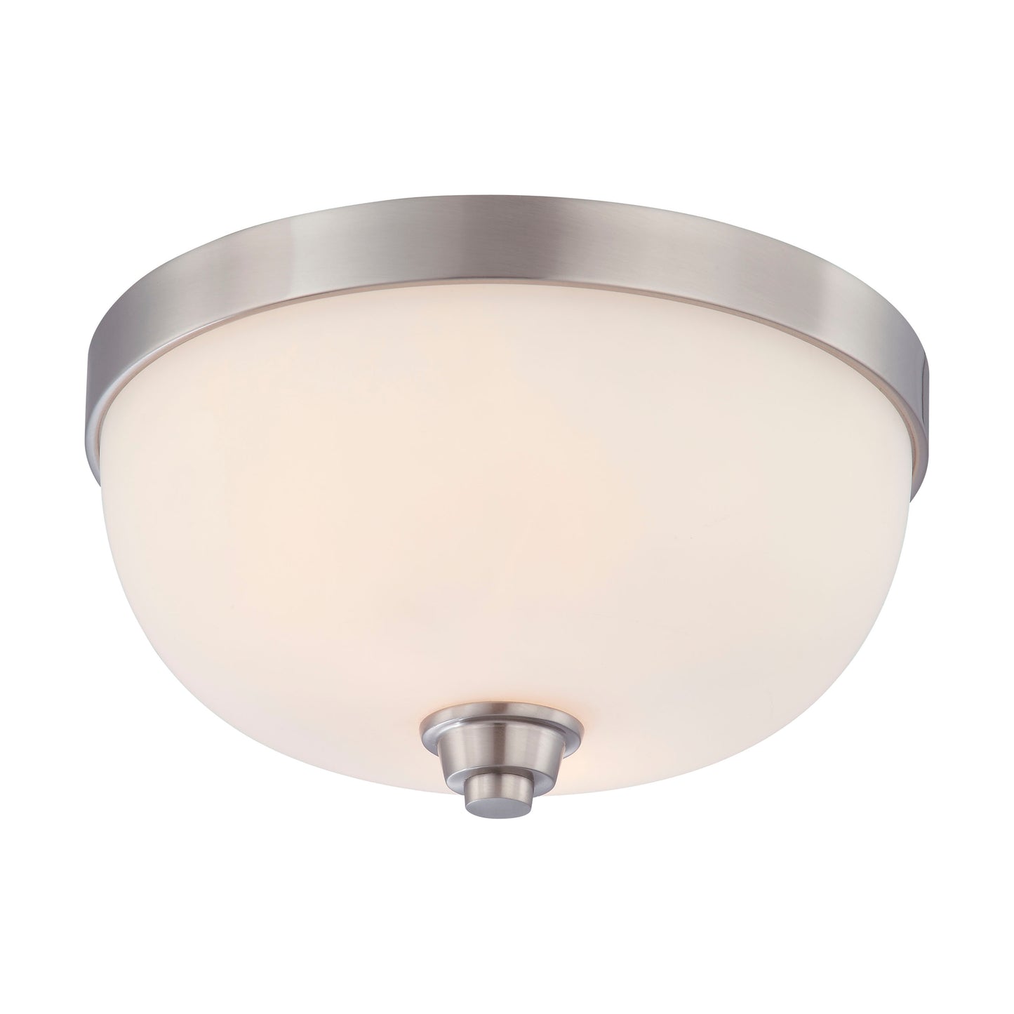 Helium - 2 Light Flush Dome with Satin White Glass - Brushed Nickel Finish