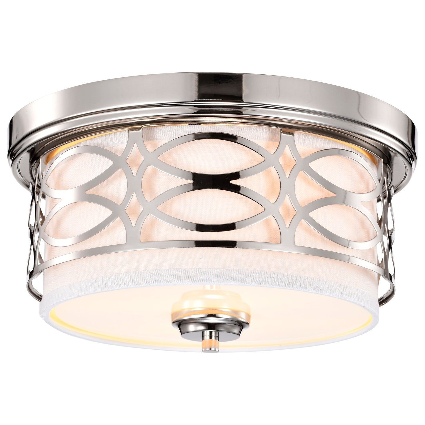 Harlow - 2 Light Flush Dome with Slate Gray Fabric Shade - Polished Nickel Finish
