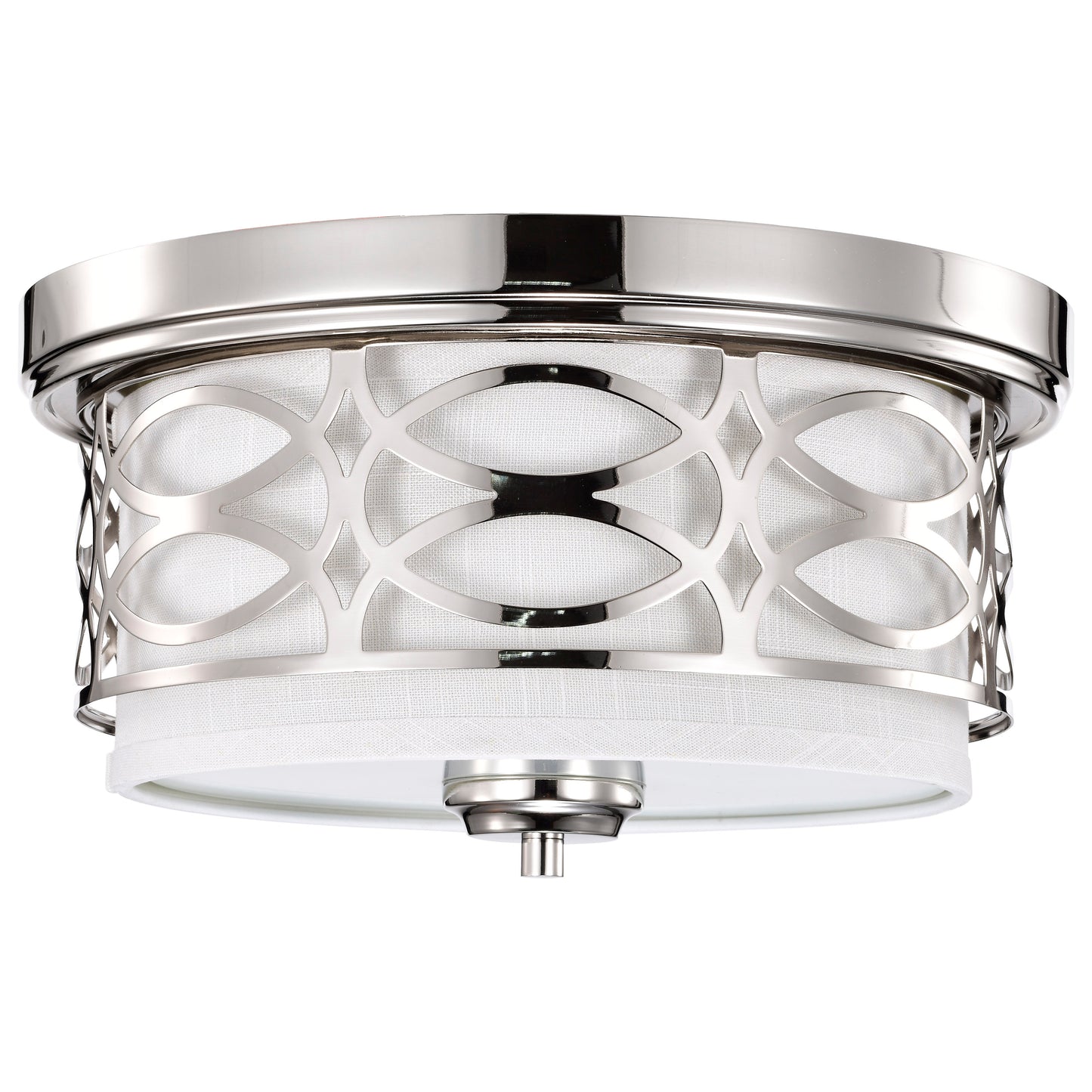 Harlow - 2 Light Flush Dome with Slate Gray Fabric Shade - Polished Nickel Finish