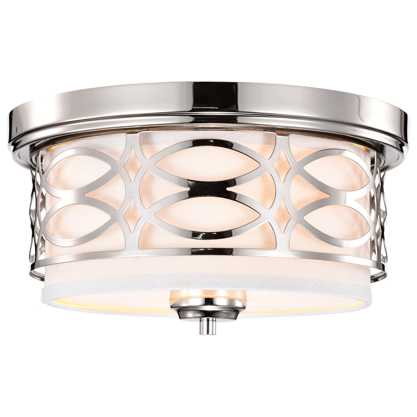 Harlow - 2 Light Flush Dome with Slate Gray Fabric Shade - Polished Nickel Finish