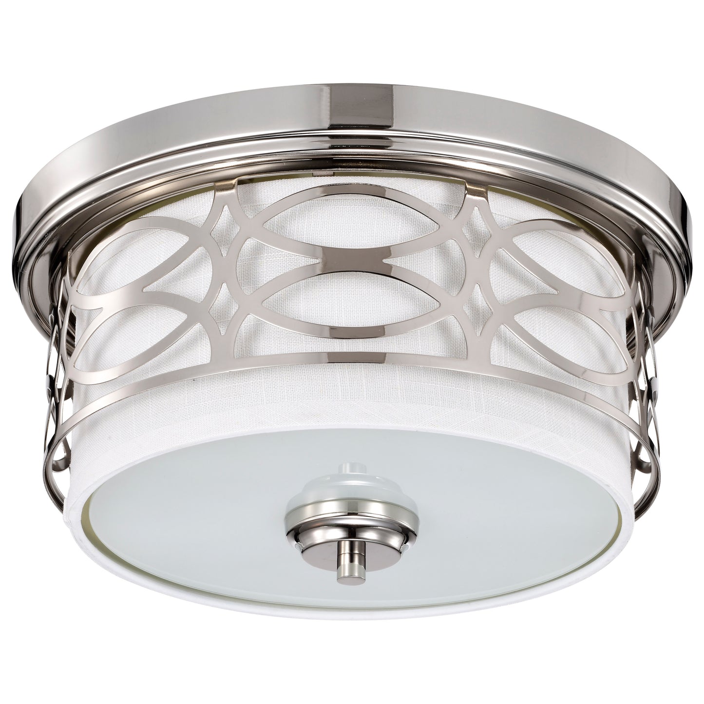 Harlow - 2 Light Flush Dome with Slate Gray Fabric Shade - Polished Nickel Finish
