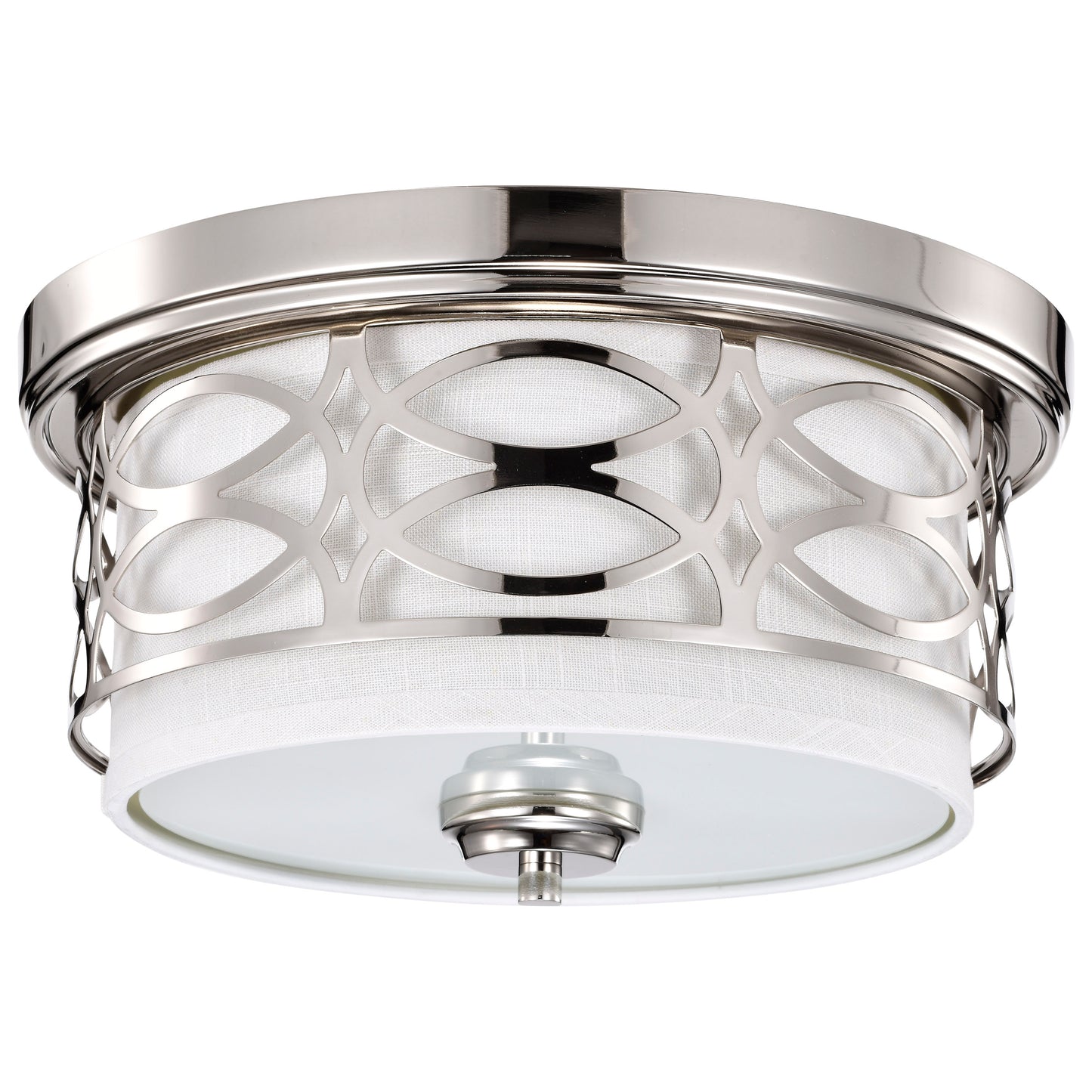 Harlow - 2 Light Flush Dome with Slate Gray Fabric Shade - Polished Nickel Finish