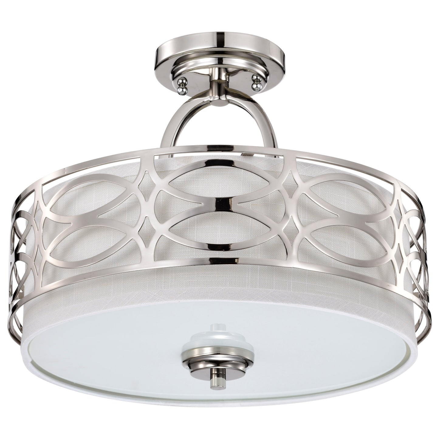 Harlow - 3 Light Semi Flush with Slate Gray Fabric Shade - Polished Nickel Finish