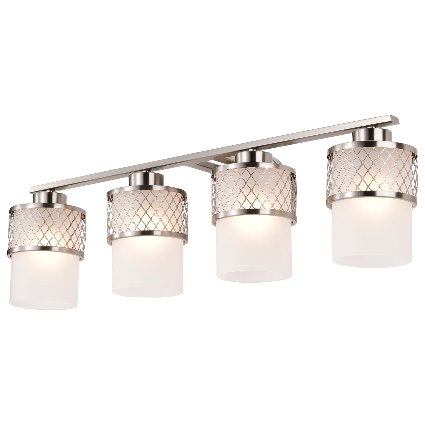 Fusion - 4 Light Vanity with Frosted Glass - Brushed Nickel Finish