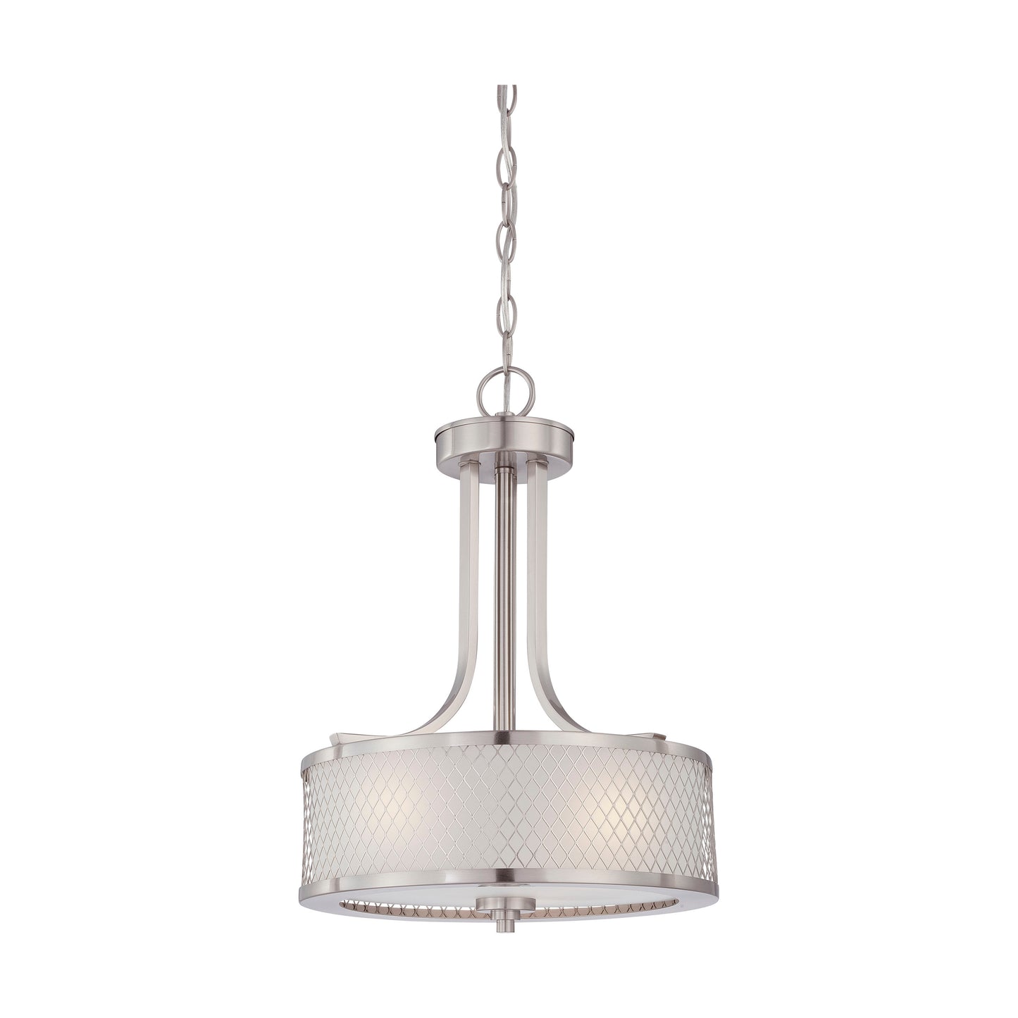 Fusion - 3 Light Pendant with Frosted Glass - Brushed Nickel Finish