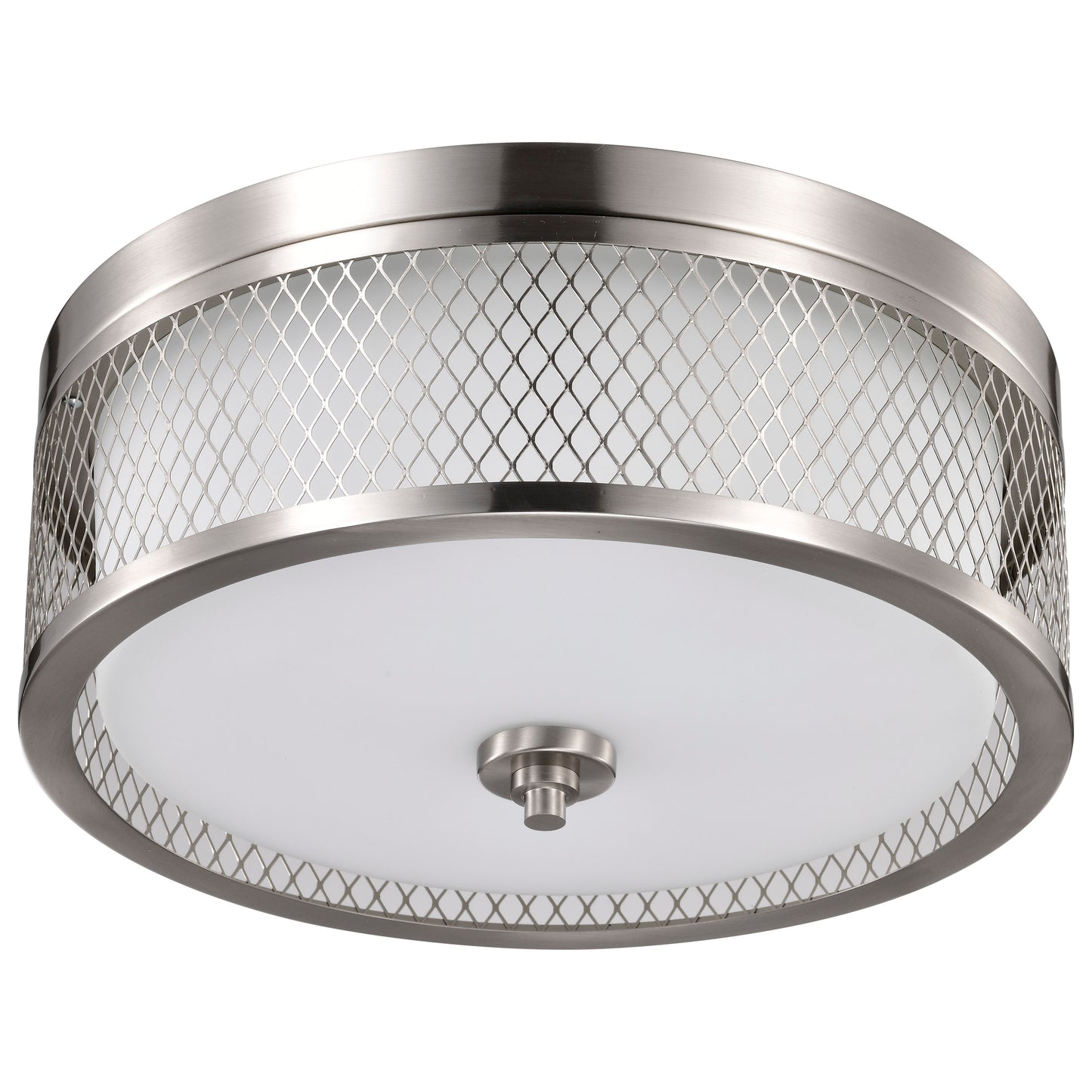 Fusion - 3 Light Flush Dome with Frosted Glass - Brushed Nickel Finish