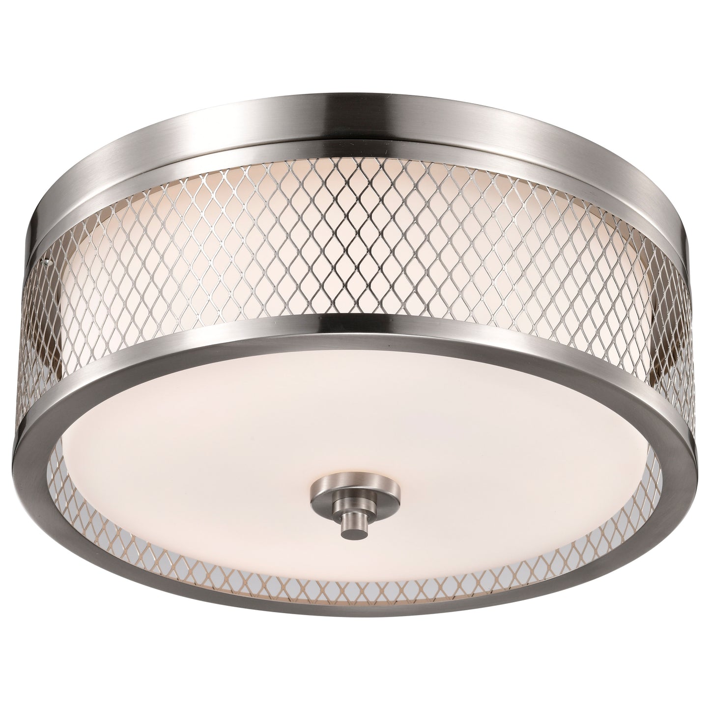 Fusion - 3 Light Flush Dome with Frosted Glass - Brushed Nickel Finish