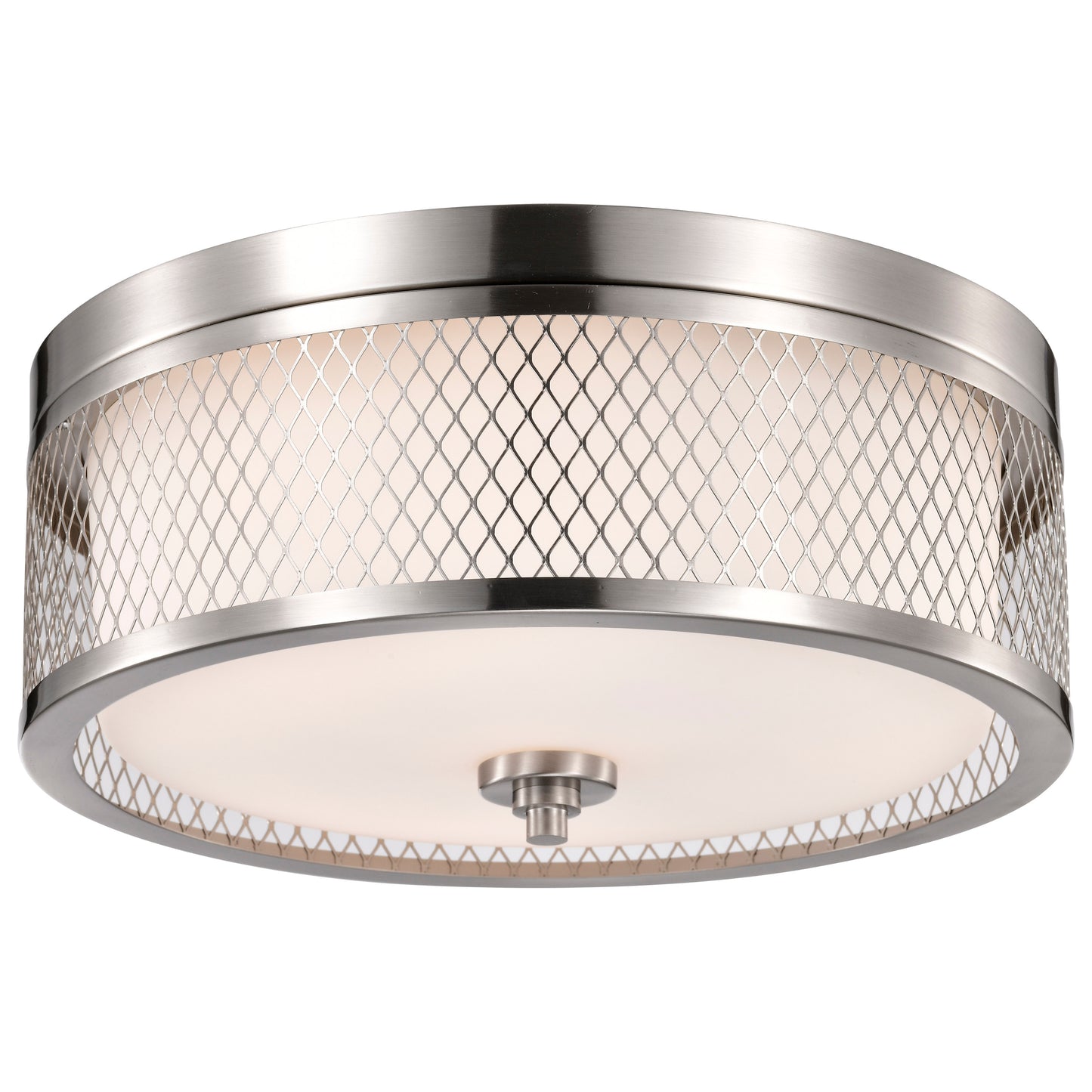 Fusion - 3 Light Flush Dome with Frosted Glass - Brushed Nickel Finish