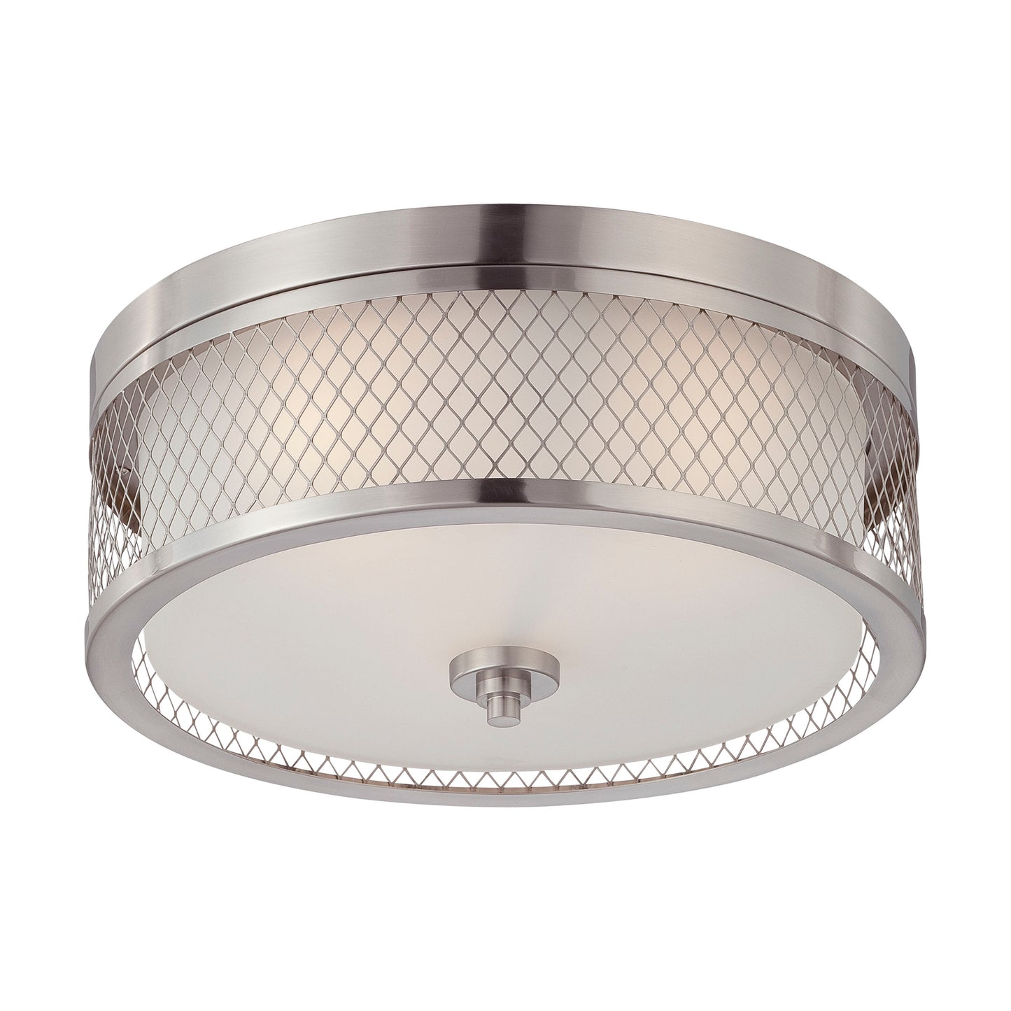 Fusion - 3 Light Flush Dome with Frosted Glass - Brushed Nickel Finish