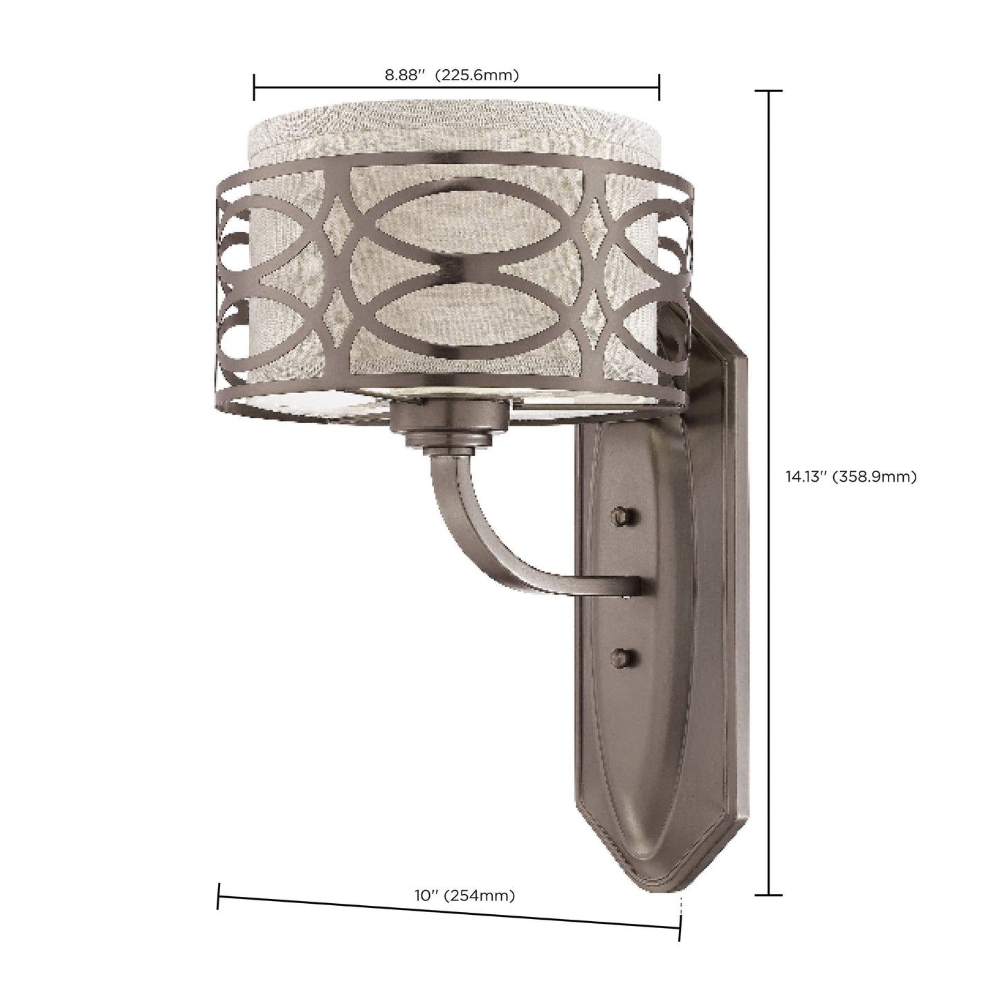 Harlow - 1 Light Vanity with Khaki Fabric Shade and Hazel Bronze Finish