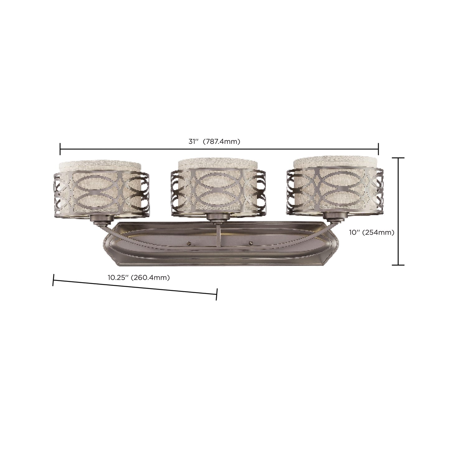 Harlow - 3 Light Vanity with Khaki Fabric Shades - Hazel Bronze Finish