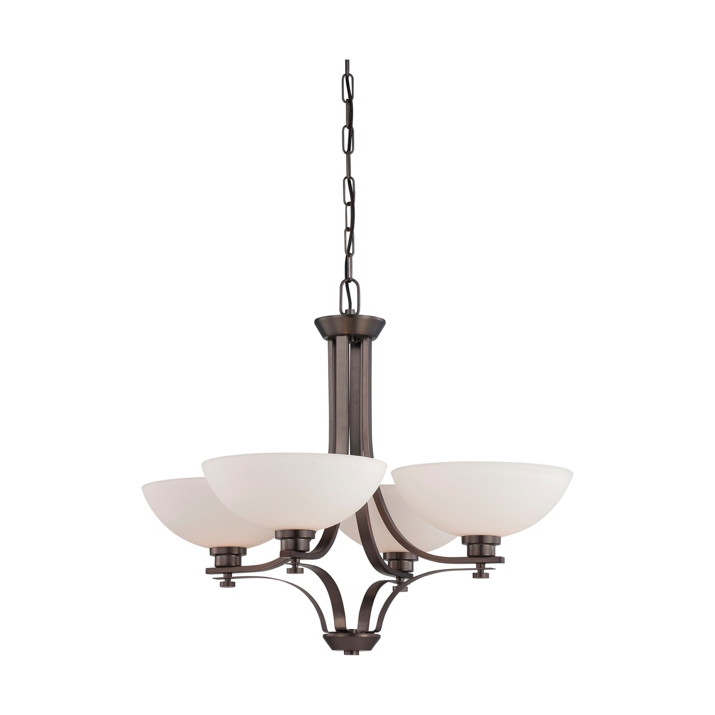 4-Light Hazel Bronze Chandelier with Frosted Glass