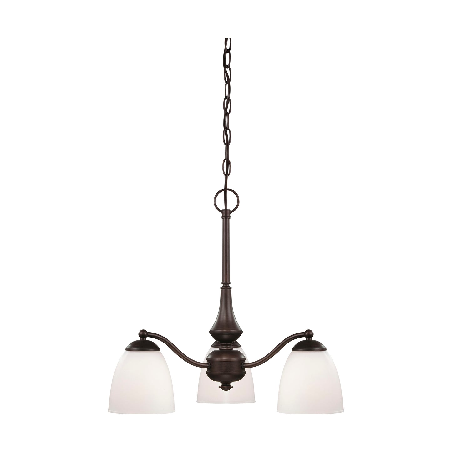 Patton - 3 Light Chandelier (Arms Down) with Frosted Glass - Prairie Bronze Finish