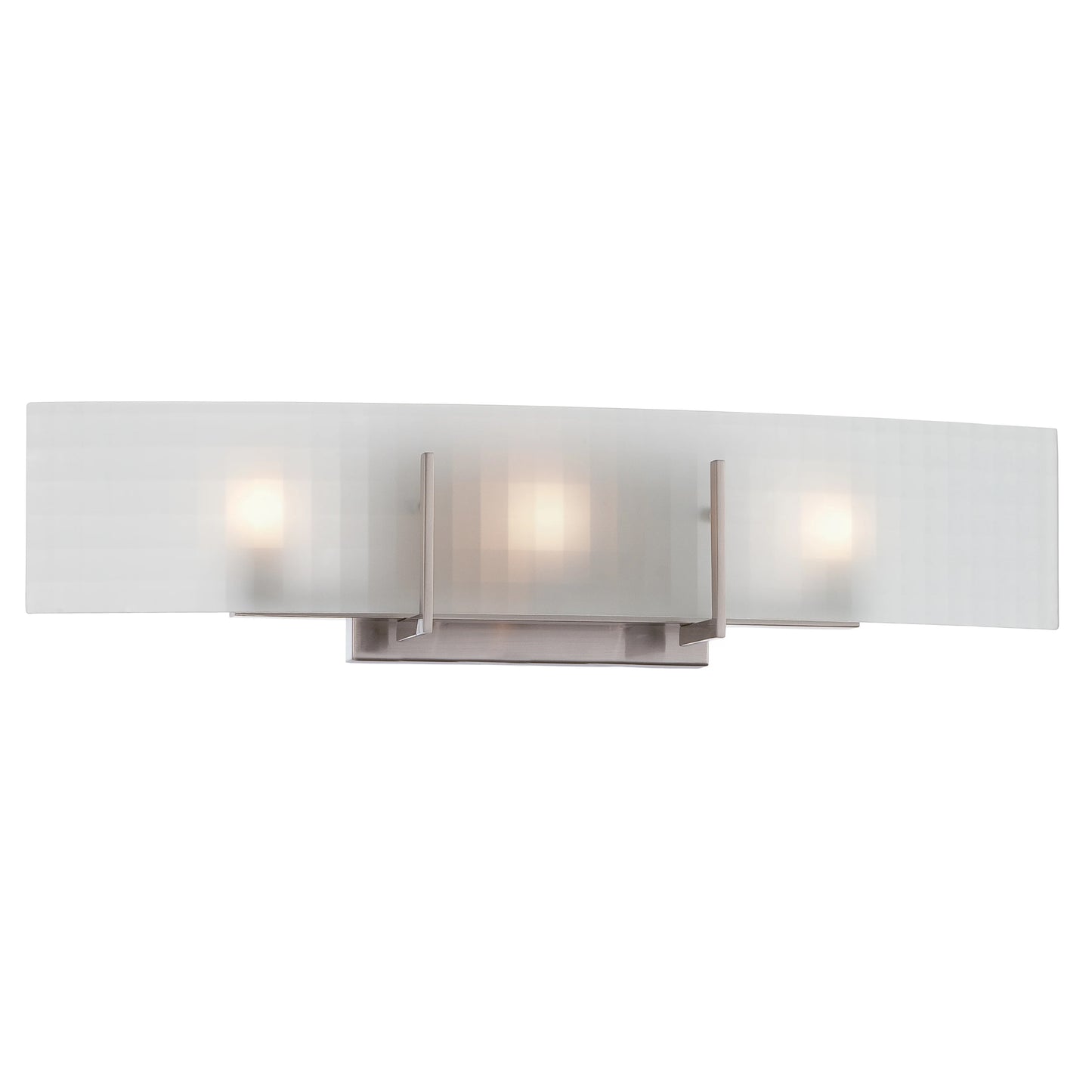 Yogi - 3 Light Halogen Vanity with Etched Frosted Glass - Brushed Nickel Finish