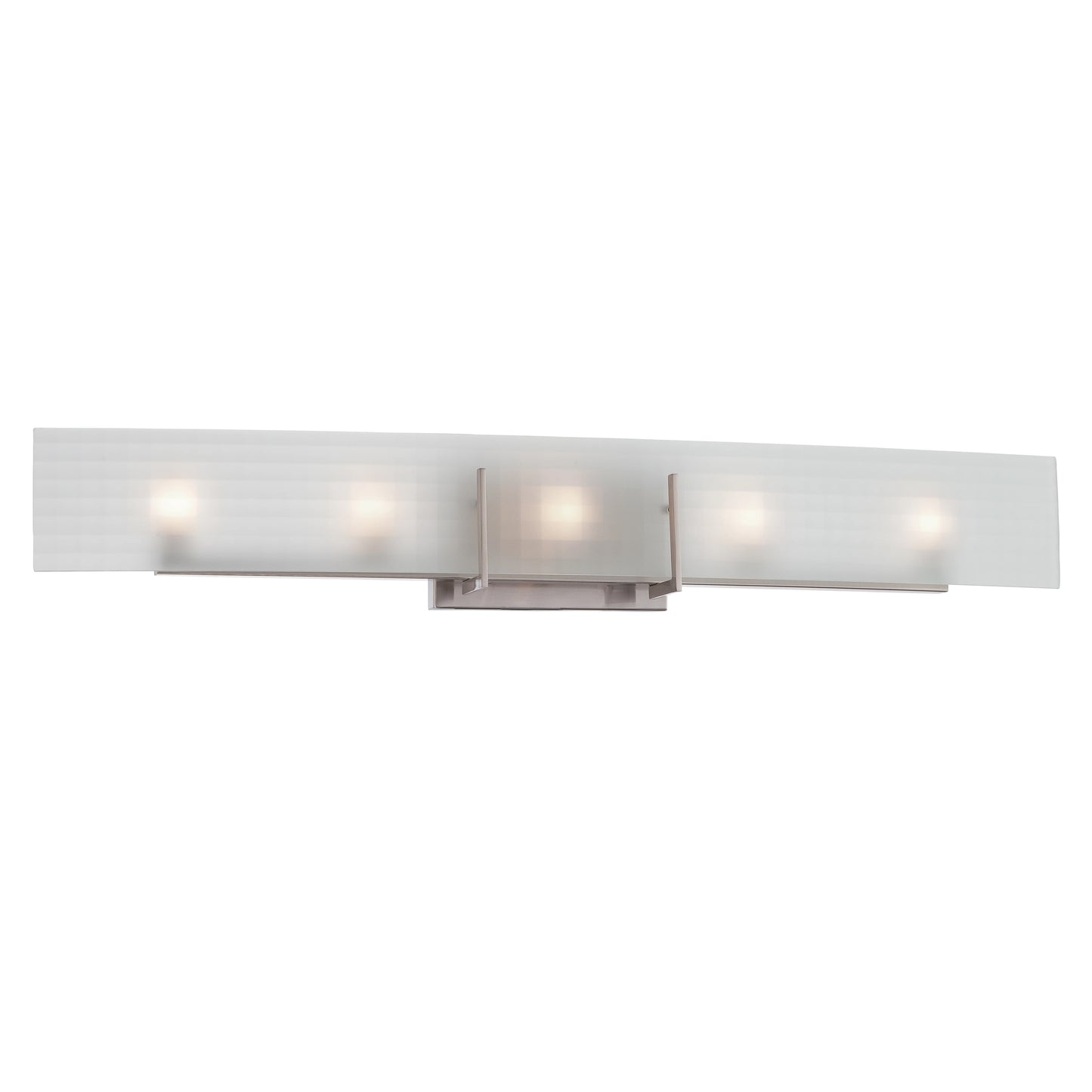 Yogi - 5 Light Halogen Vanity with Etched Frosted Glass - Brushed Nickel Finish